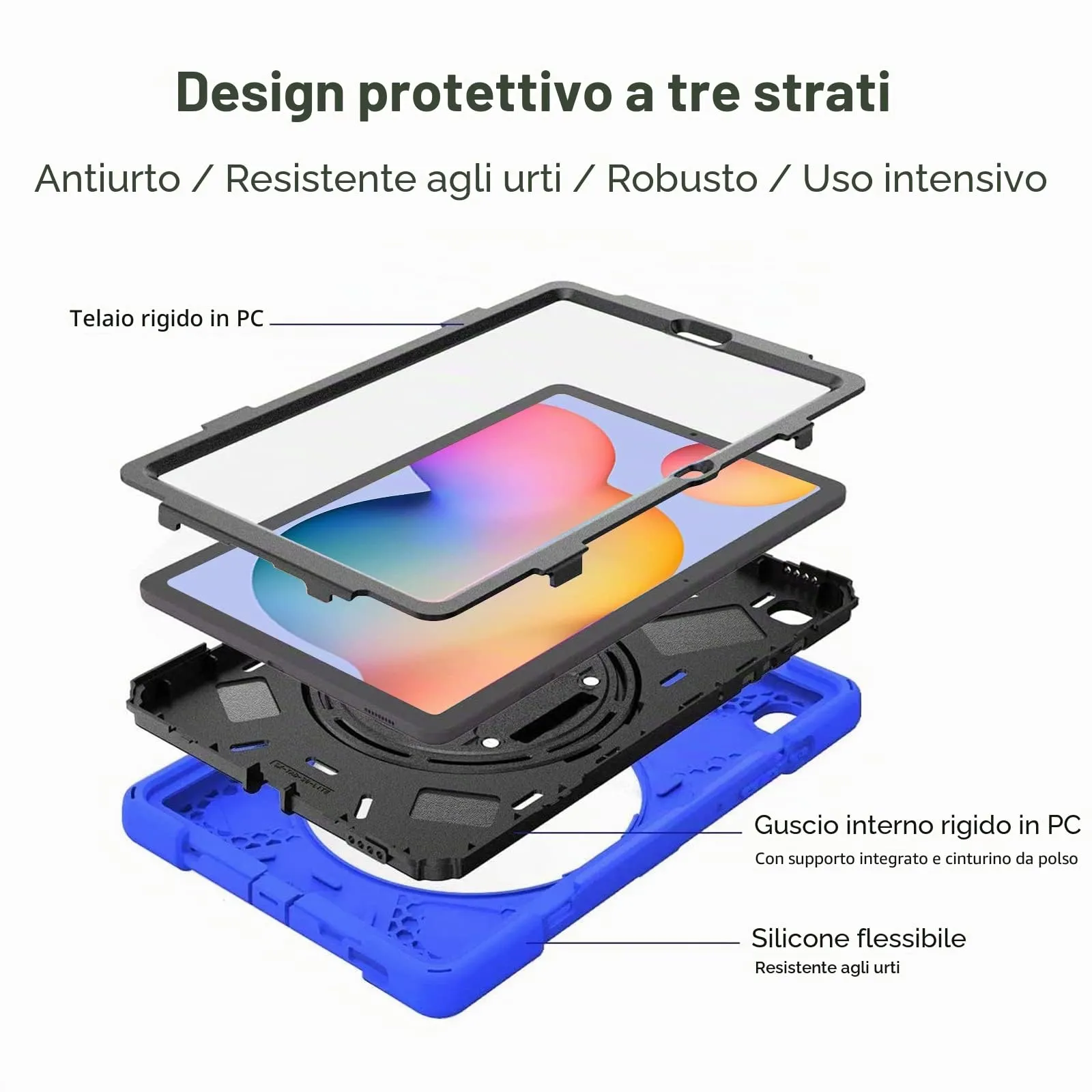 Gerutek Cover per Samsung Galaxy Tab S6 Lite 10,4'' 2024/2022/2020, Blu - immagine 5