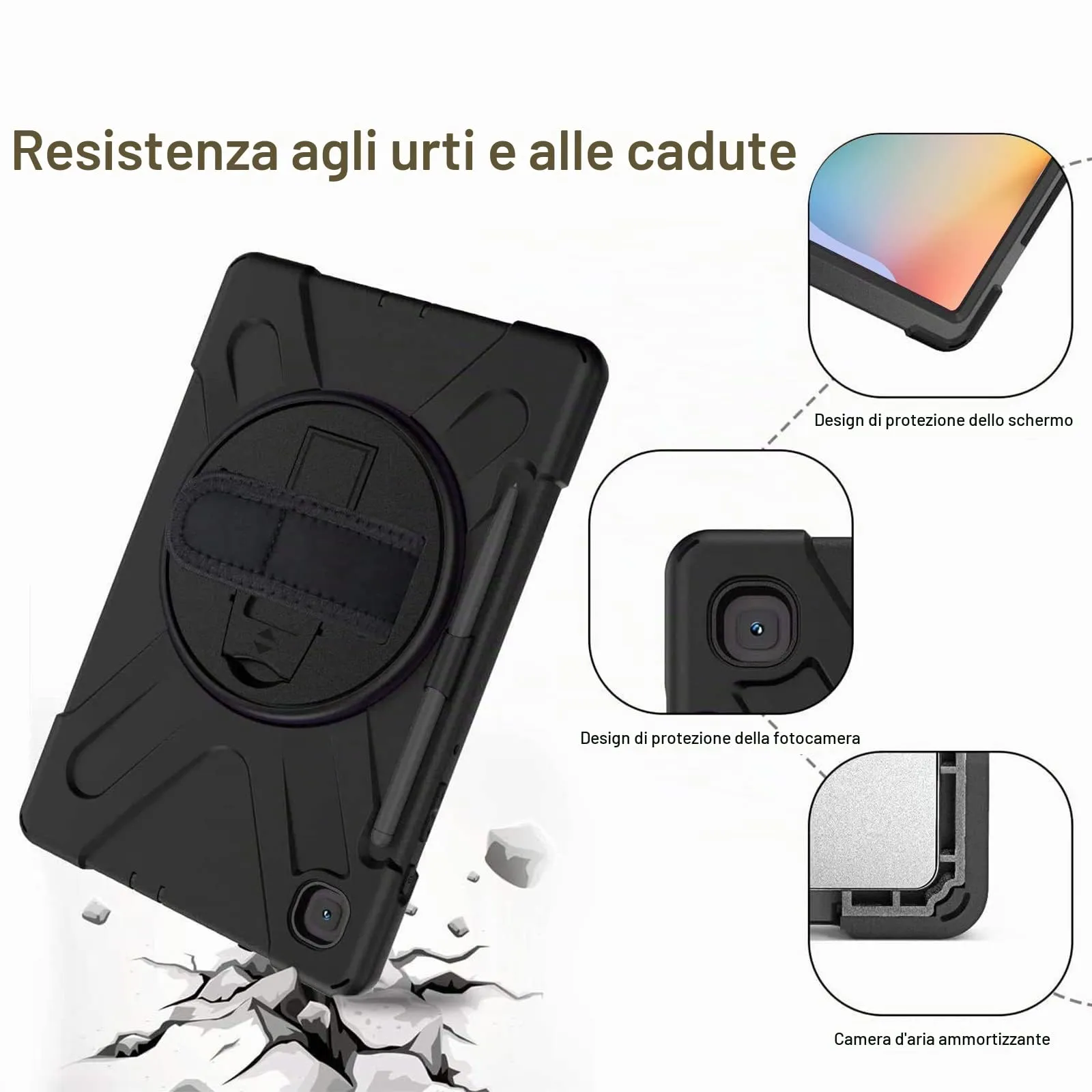 Gerutek Cover per Samsung Galaxy Tab S6 Lite 10,4'' 2024/2022/2020, Nero - immagine 5