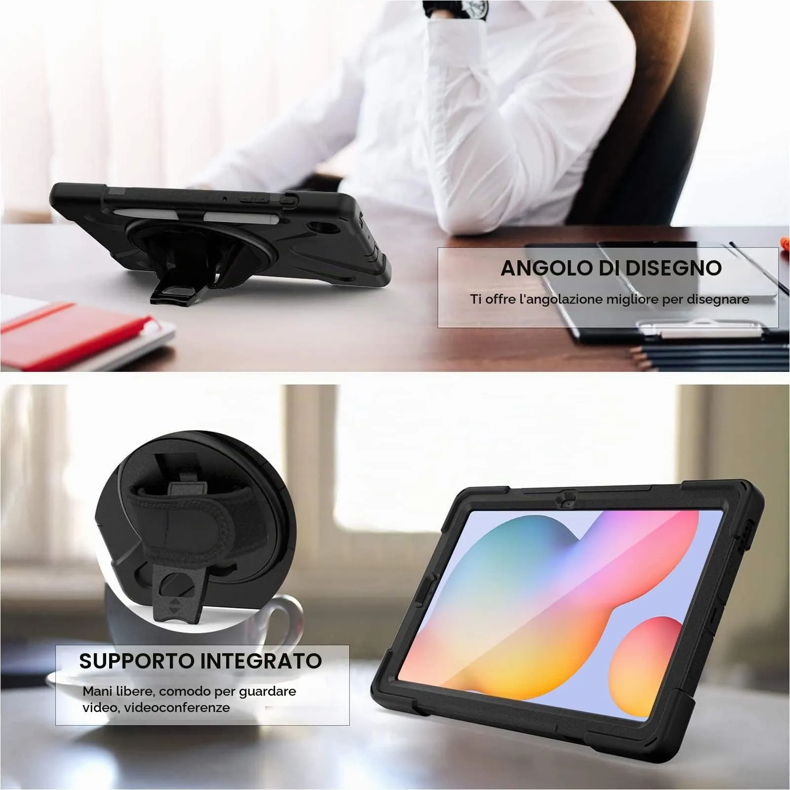 Gerutek Cover per Samsung Galaxy Tab S6 Lite 10,4'' 2024/2022/2020, Nero - immagine 6