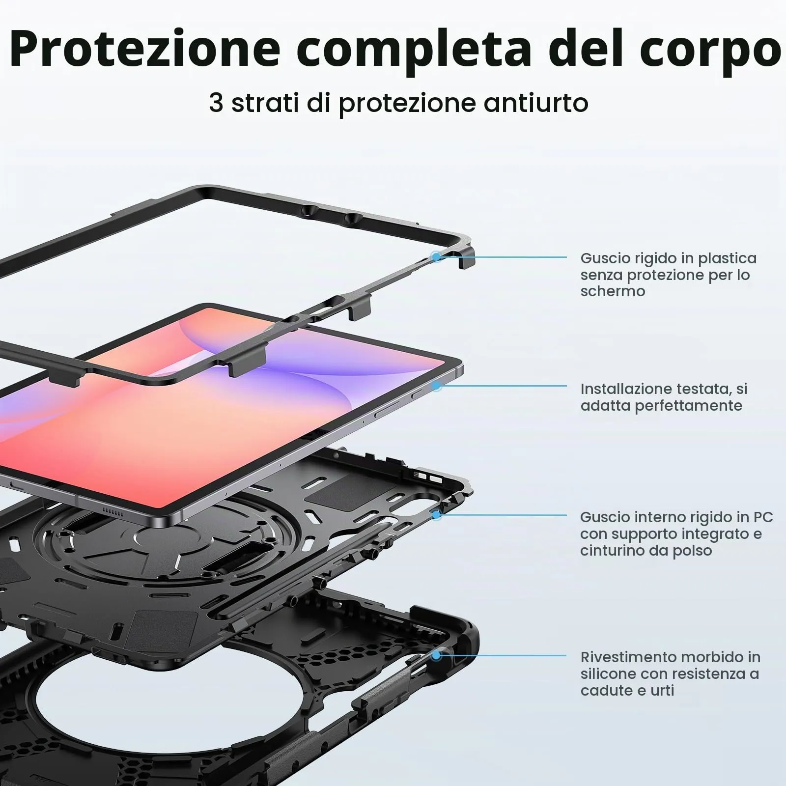 Gerutek Cover per Samsung Galaxy Tab S10 Lite/S10 FE/ S9 FE 10,9'', Nero - immagine 3