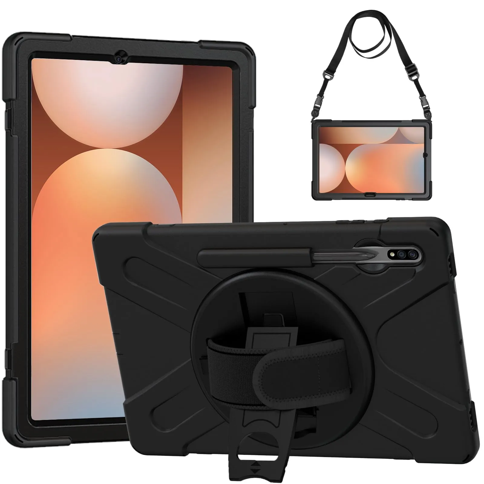 Gerutek Cover per Samsung Galaxy Tab S10+/S9 FE+/S9+/S8+/S7+ 12.4", Nero - immagine 1