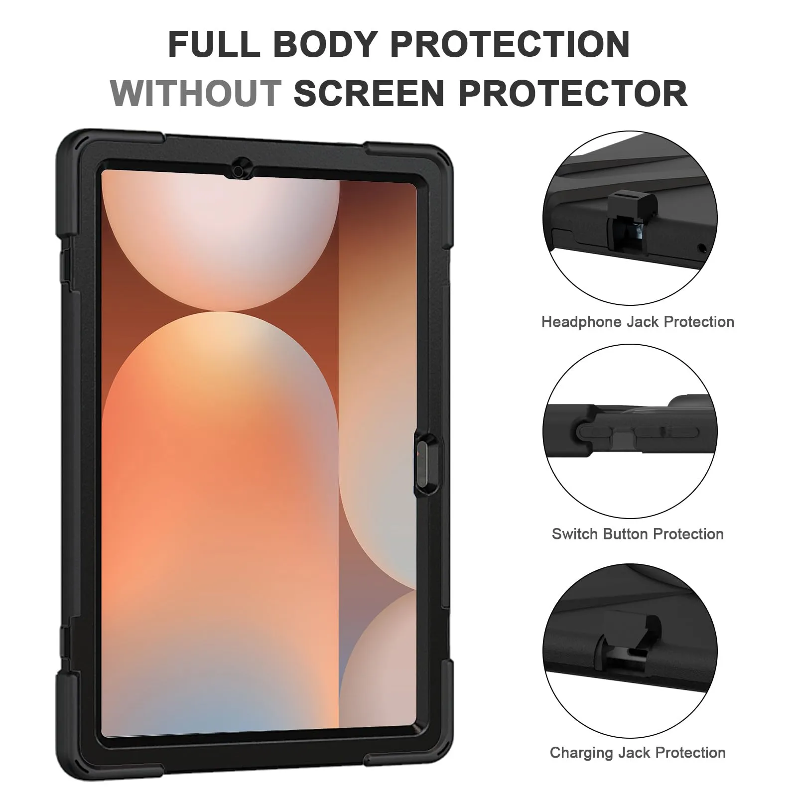 Gerutek Cover per Samsung Galaxy Tab S10+/S9 FE+/S9+/S8+/S7+ 12.4", Nero - immagine 4