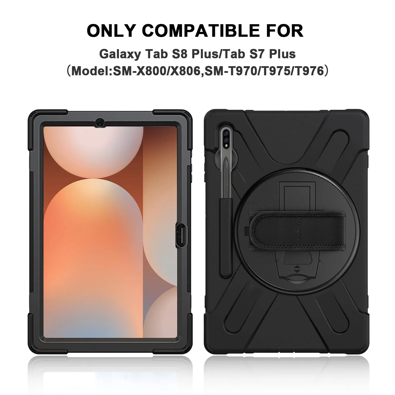 Gerutek Cover per Samsung Galaxy Tab S10+/S9 FE+/S9+/S8+/S7+ 12.4", Nero - immagine 5