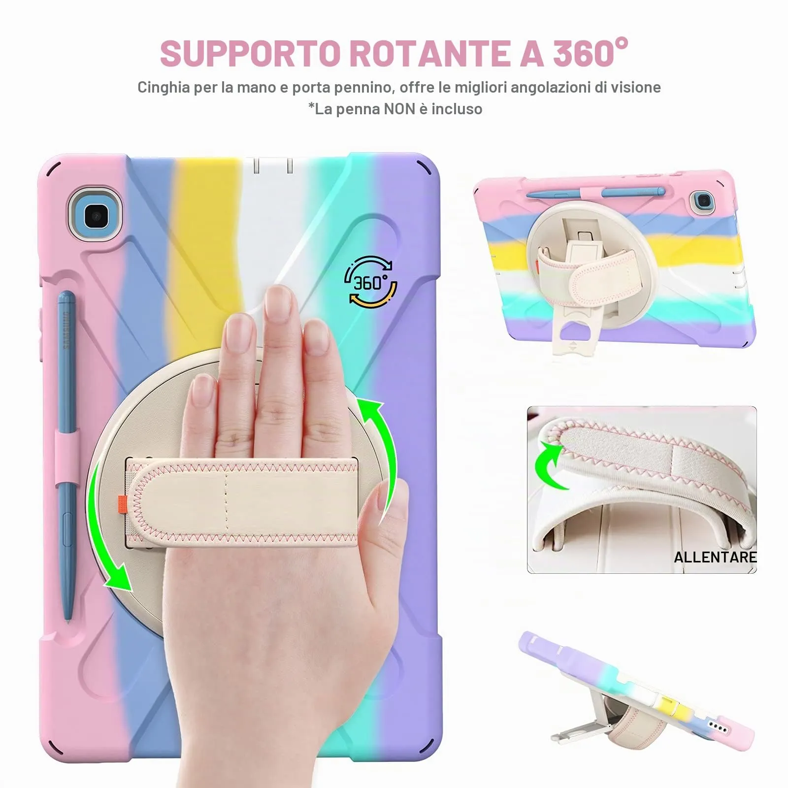 Gerutek Cover per Samsung Galaxy Tab S6 Lite 10,4'', Arcobaleno - immagine 3