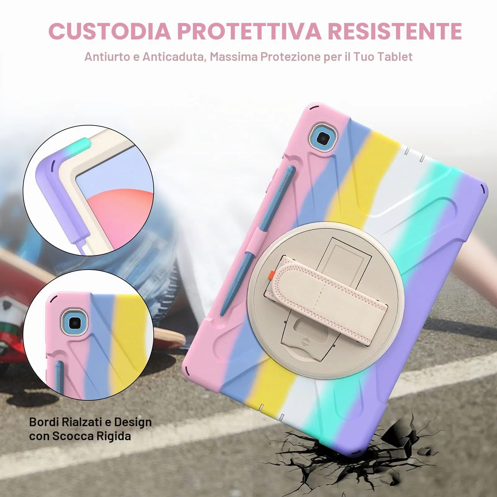 Gerutek Cover per Samsung Galaxy Tab S6 Lite 10,4'', Arcobaleno - immagine 4
