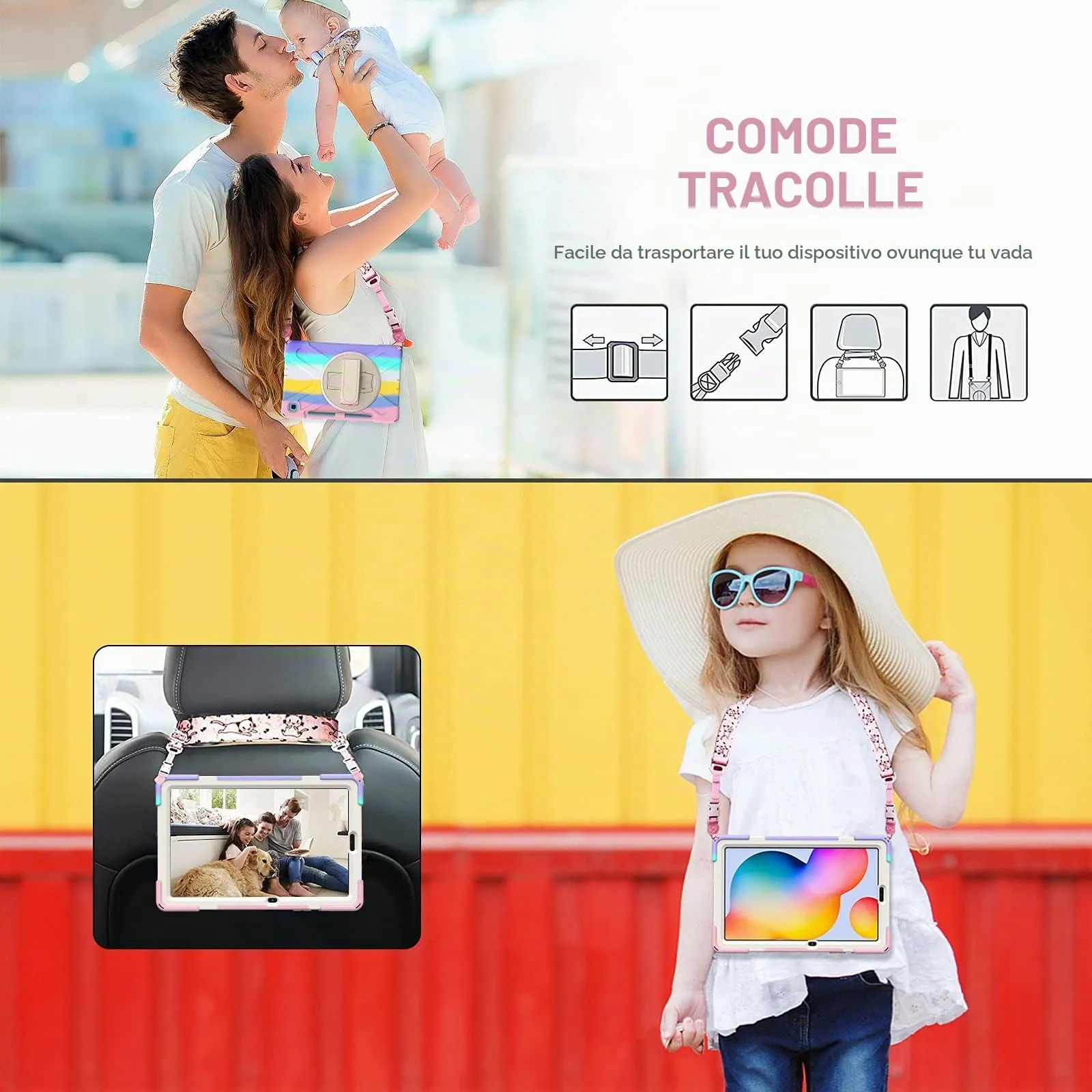 Gerutek Cover per Samsung Galaxy Tab S6 Lite 10,4'', Arcobaleno - immagine 6