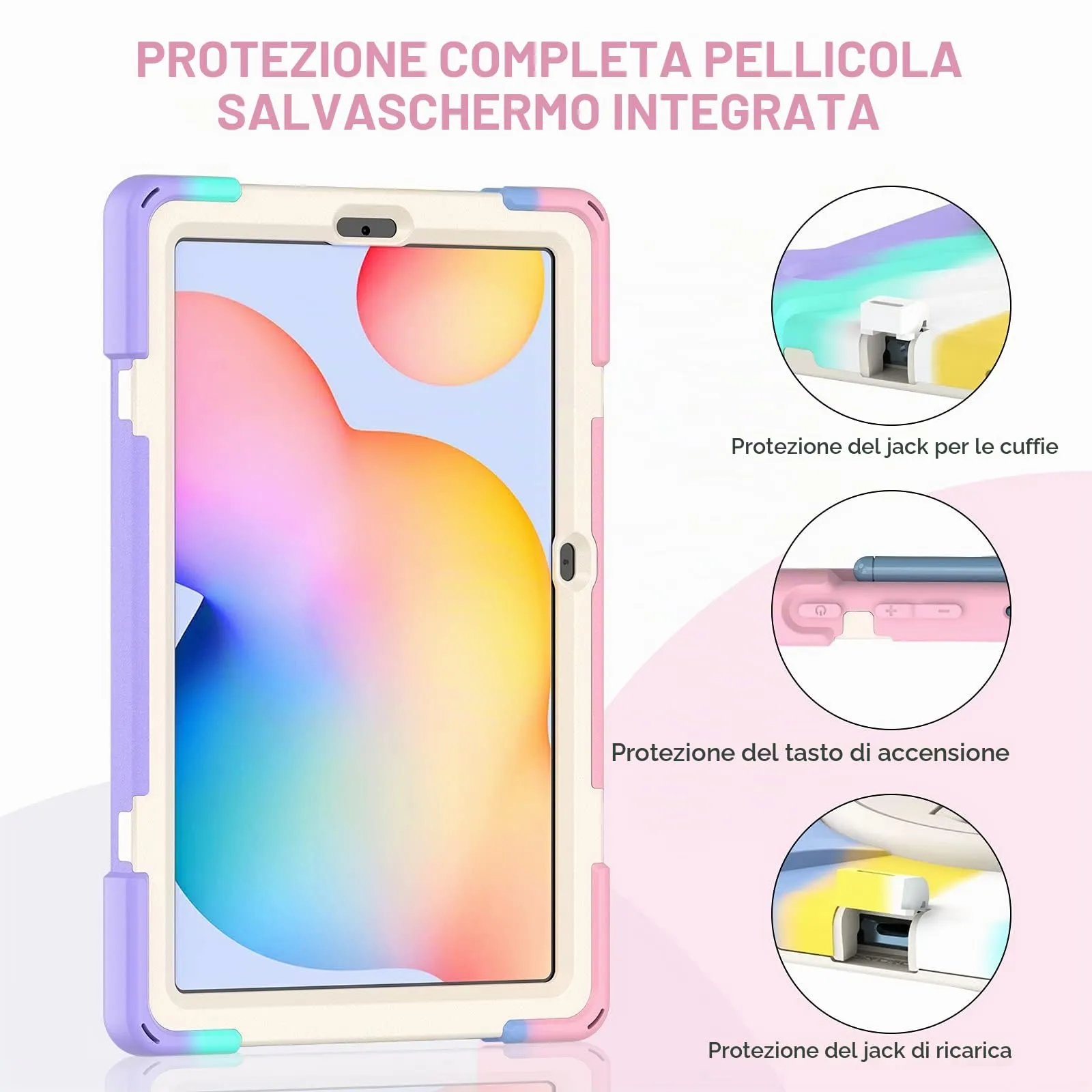 Gerutek Cover per Samsung Galaxy Tab S6 Lite 10,4'', Arcobaleno - immagine 7