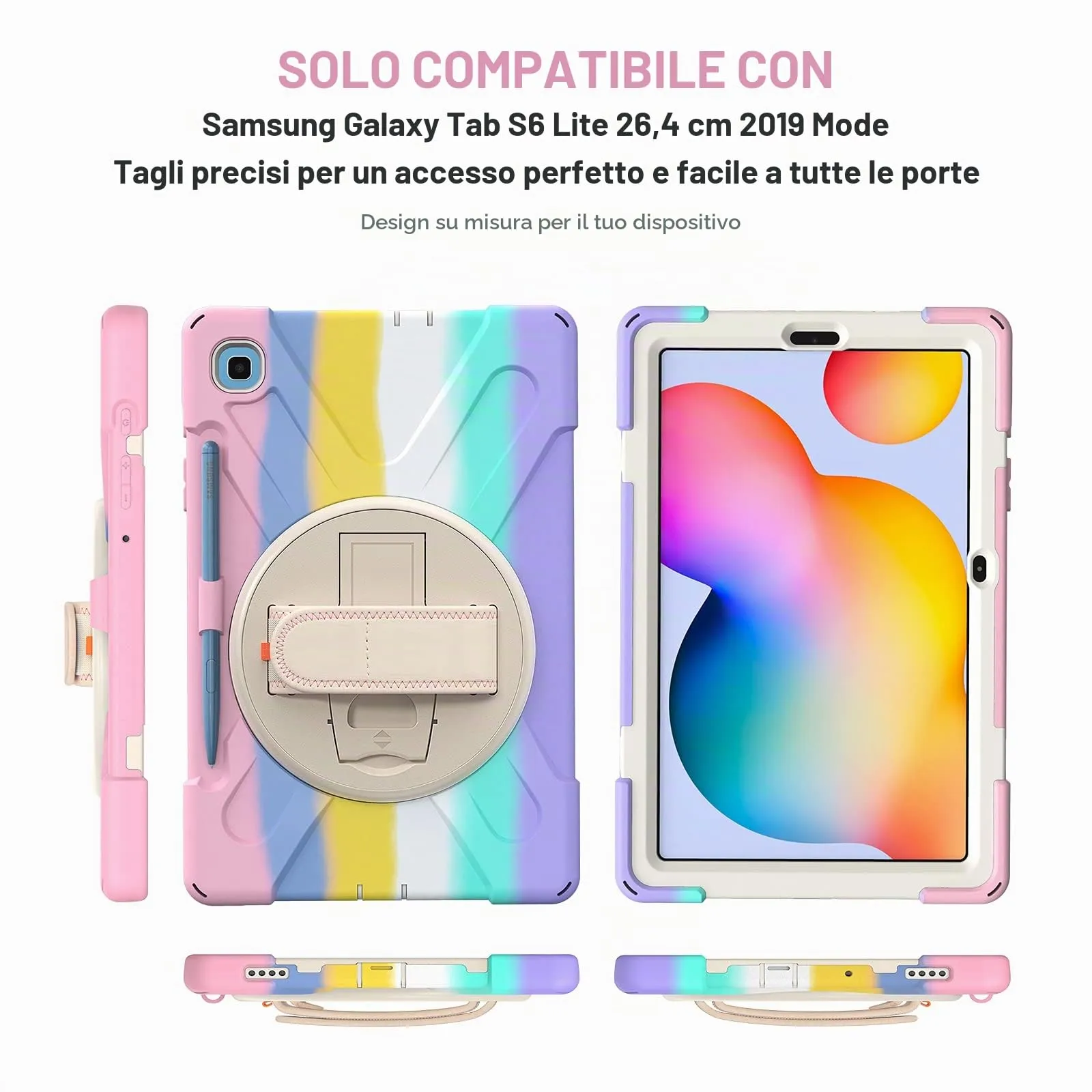 Gerutek Cover per Samsung Galaxy Tab S6 Lite 10,4'', Arcobaleno - immagine 8