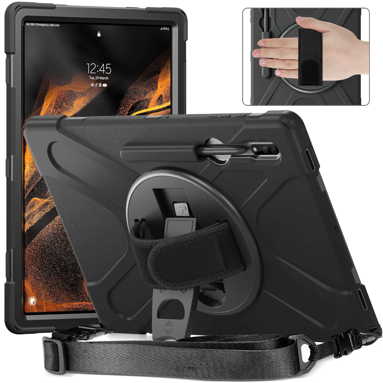 Gerutek Cover per Samsung Galaxy Tab S8 Ultra 14,6'' 2022, Nero - immagine 1