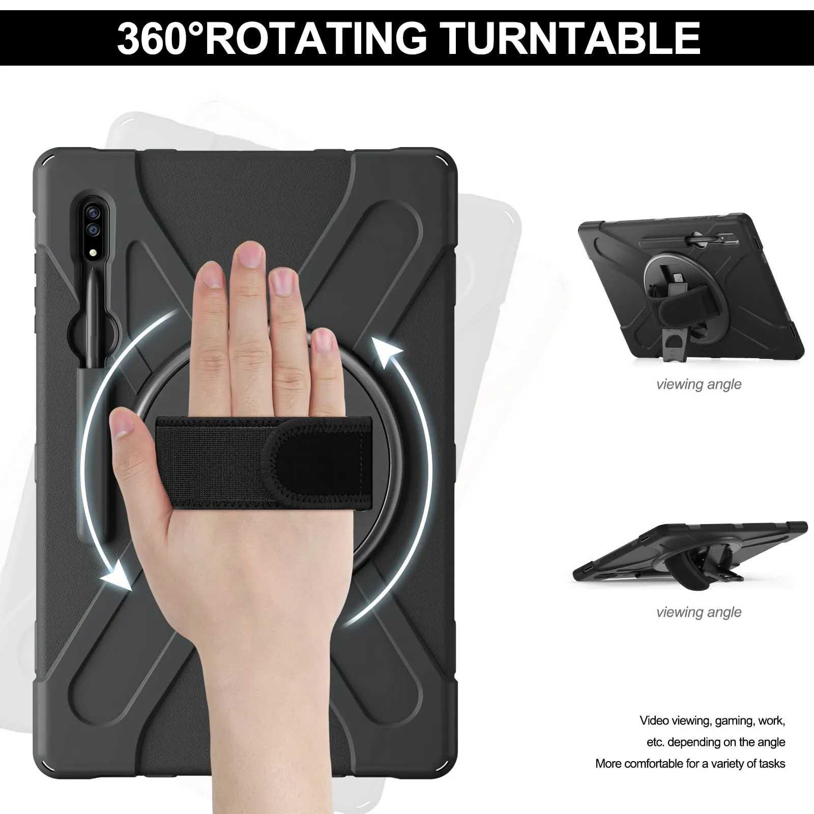 Gerutek Cover per Samsung Galaxy Tab S8 Ultra 14,6'' 2022, Nero - immagine 4
