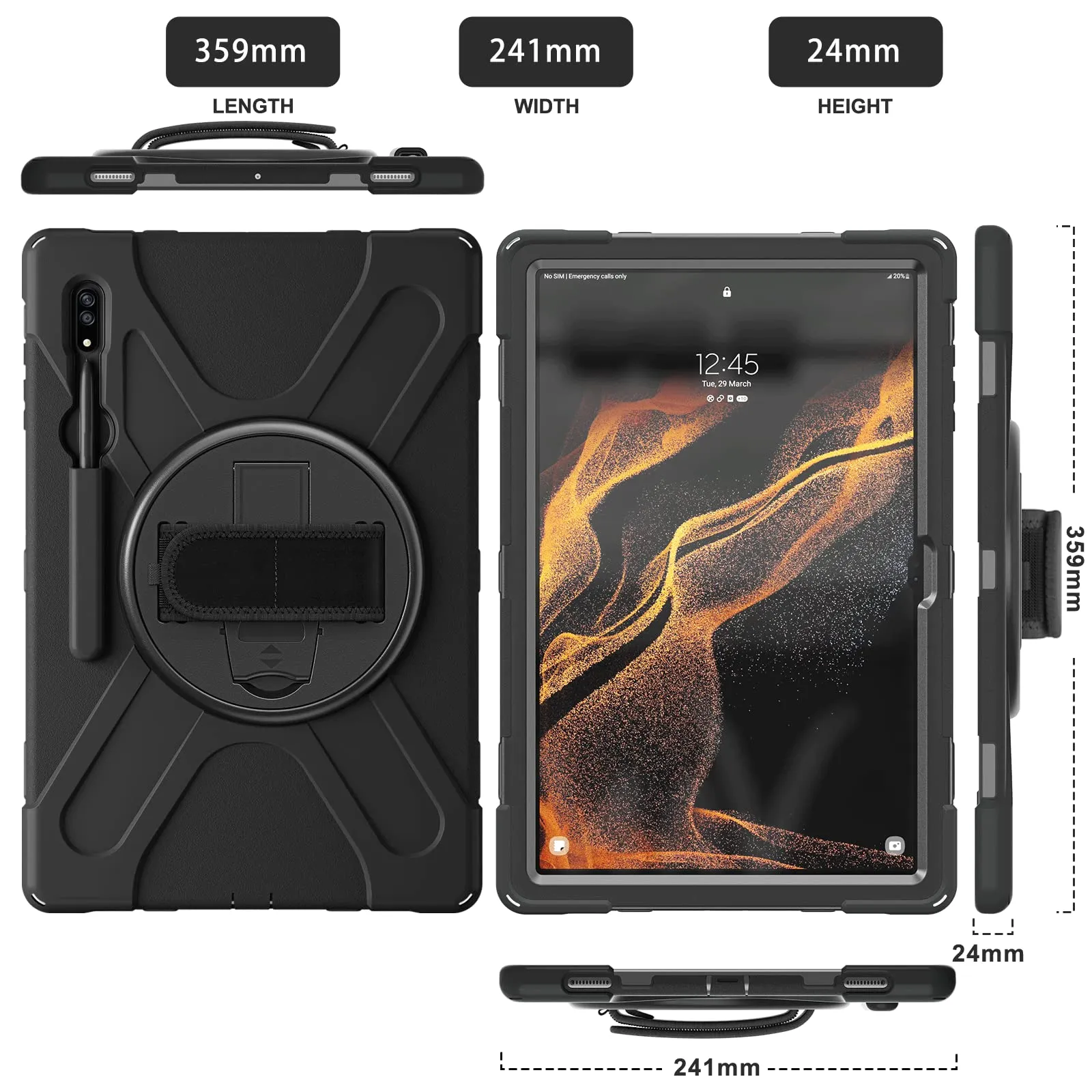 Gerutek Cover per Samsung Galaxy Tab S8 Ultra 14,6'' 2022, Nero - immagine 6