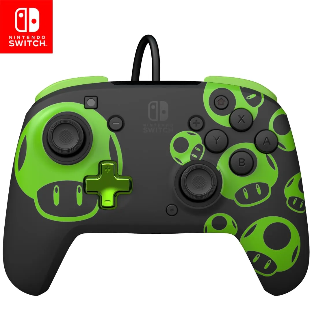 PDP Switch Rematch Cablato Controllore 1 Up Glow In The Dark, Pulsanti, Stick, Grilletti e Paddle Personalizzabili, Controlli Ergonomici - immagine 1