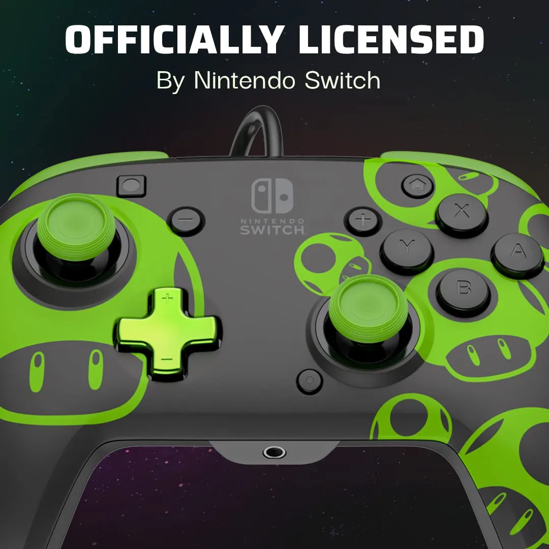PDP Switch Rematch Cablato Controllore 1 Up Glow In The Dark, Pulsanti, Stick, Grilletti e Paddle Personalizzabili, Controlli Ergonomici - immagine 5