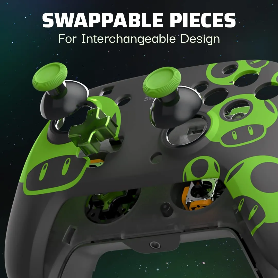 PDP Switch Rematch Cablato Controllore 1 Up Glow In The Dark, Pulsanti, Stick, Grilletti e Paddle Personalizzabili, Controlli Ergonomici - immagine 6