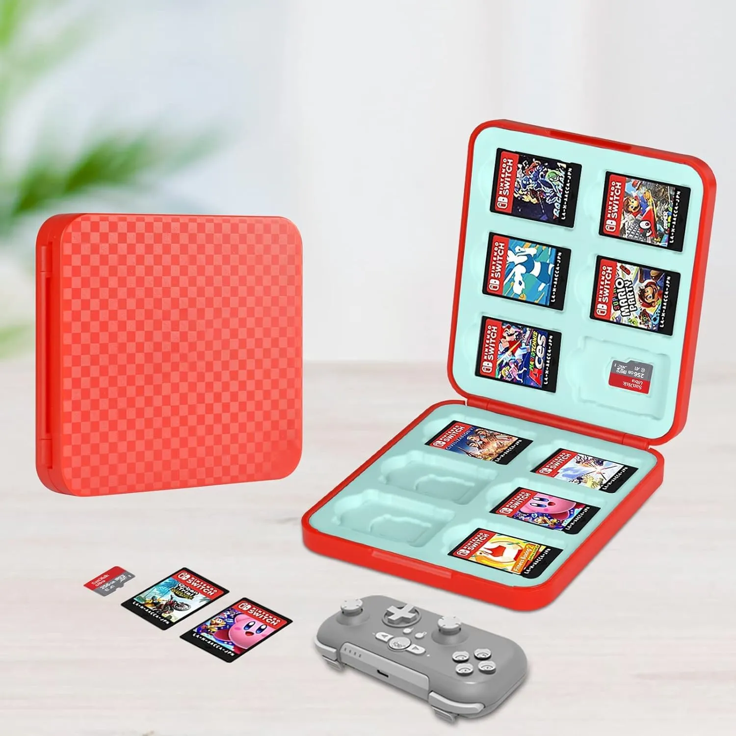 Vicloon Giochi Custodia Porta Cartucce di Gioco, Porta Cartucce Custodia Protettiva con 12 Slot/Inserimenti, Custodia Porta Cartucce di Gioco per Switch OLED/Switch/Switch Lite, Rosso - immagine 2