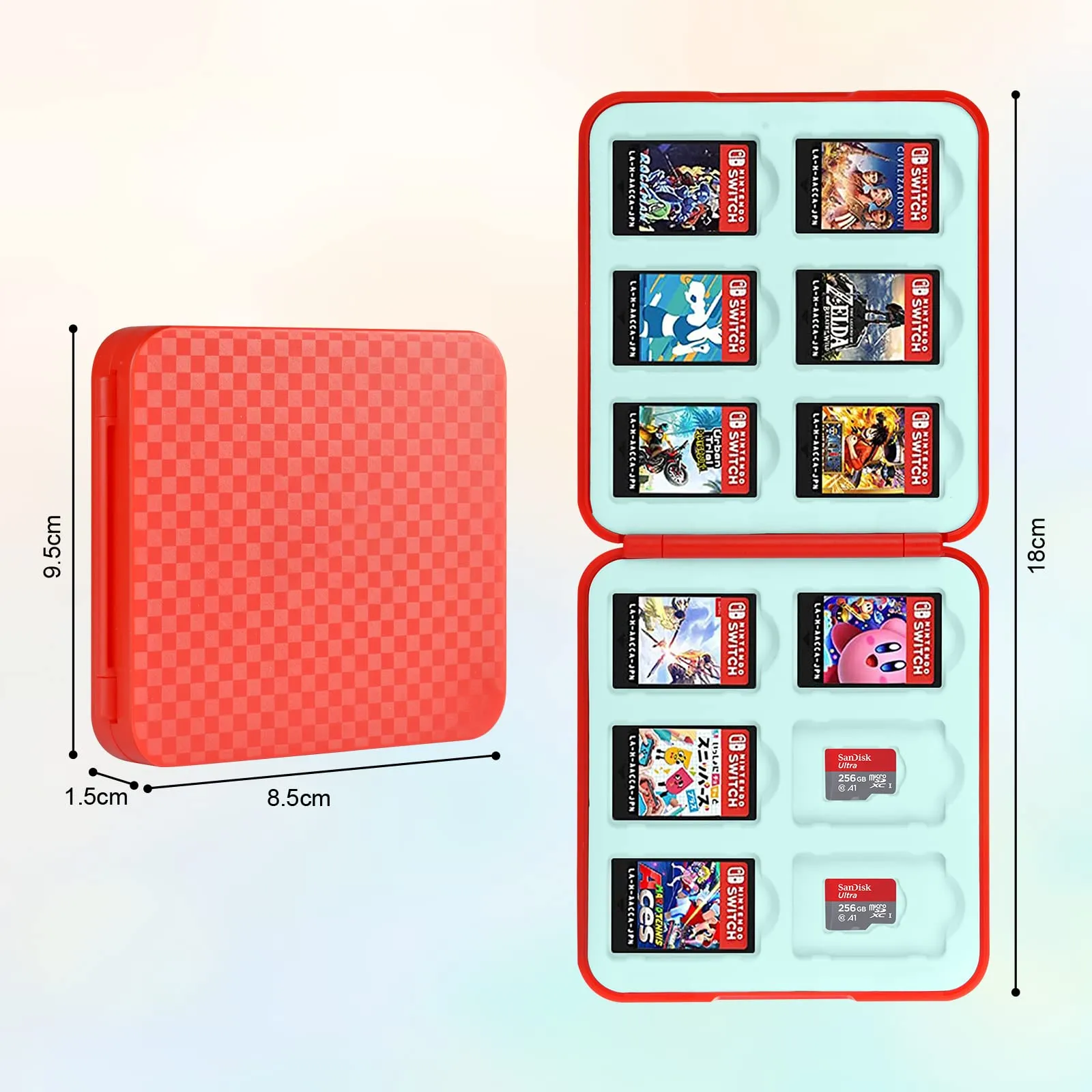 Vicloon Giochi Custodia Porta Cartucce di Gioco, Porta Cartucce Custodia Protettiva con 12 Slot/Inserimenti, Custodia Porta Cartucce di Gioco per Switch OLED/Switch/Switch Lite, Rosso - immagine 3