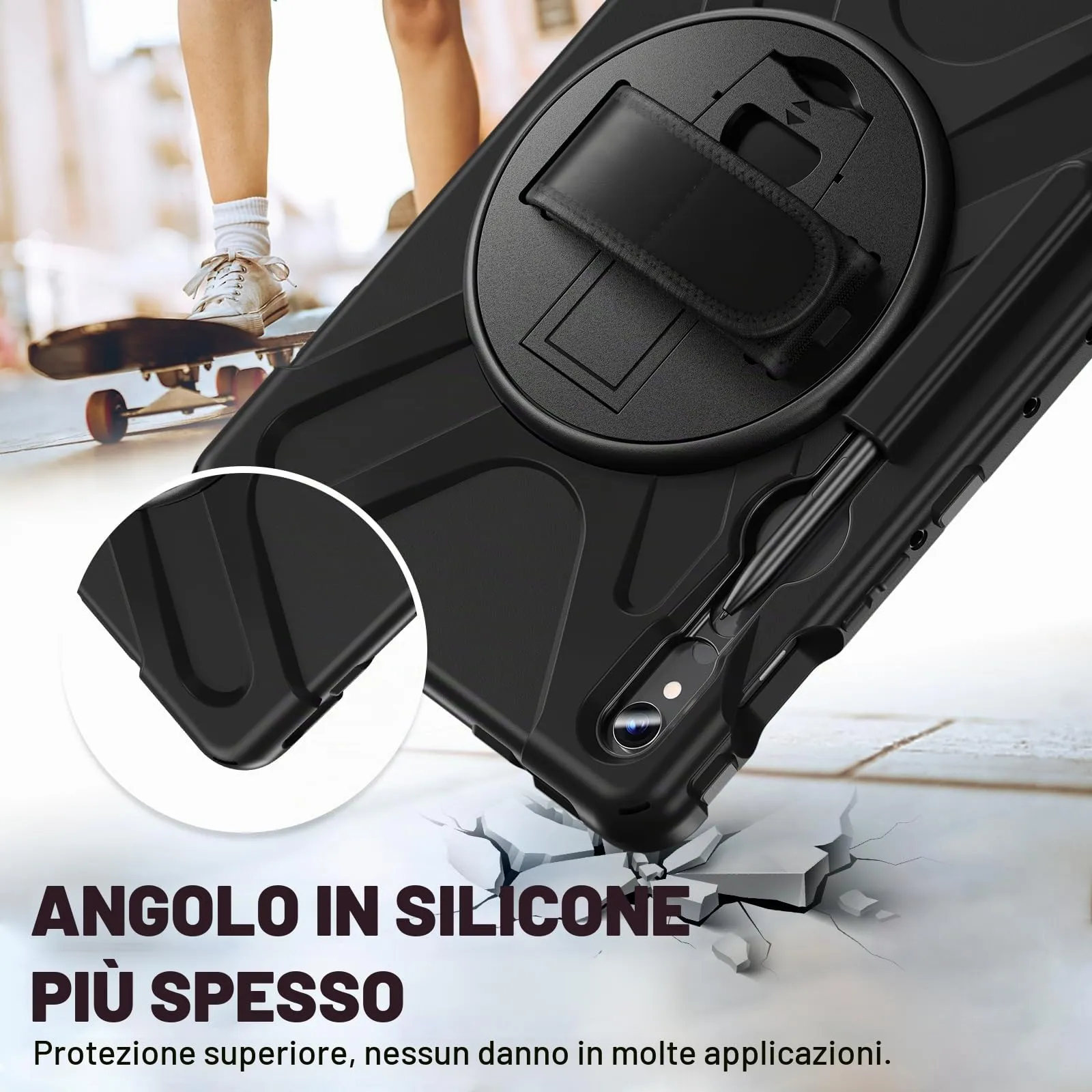 Gerutek Cover per Samsung Galaxy Tab S10 Lite/S10 FE/S9 FE/S9/S8/S7, Nero - immagine 4