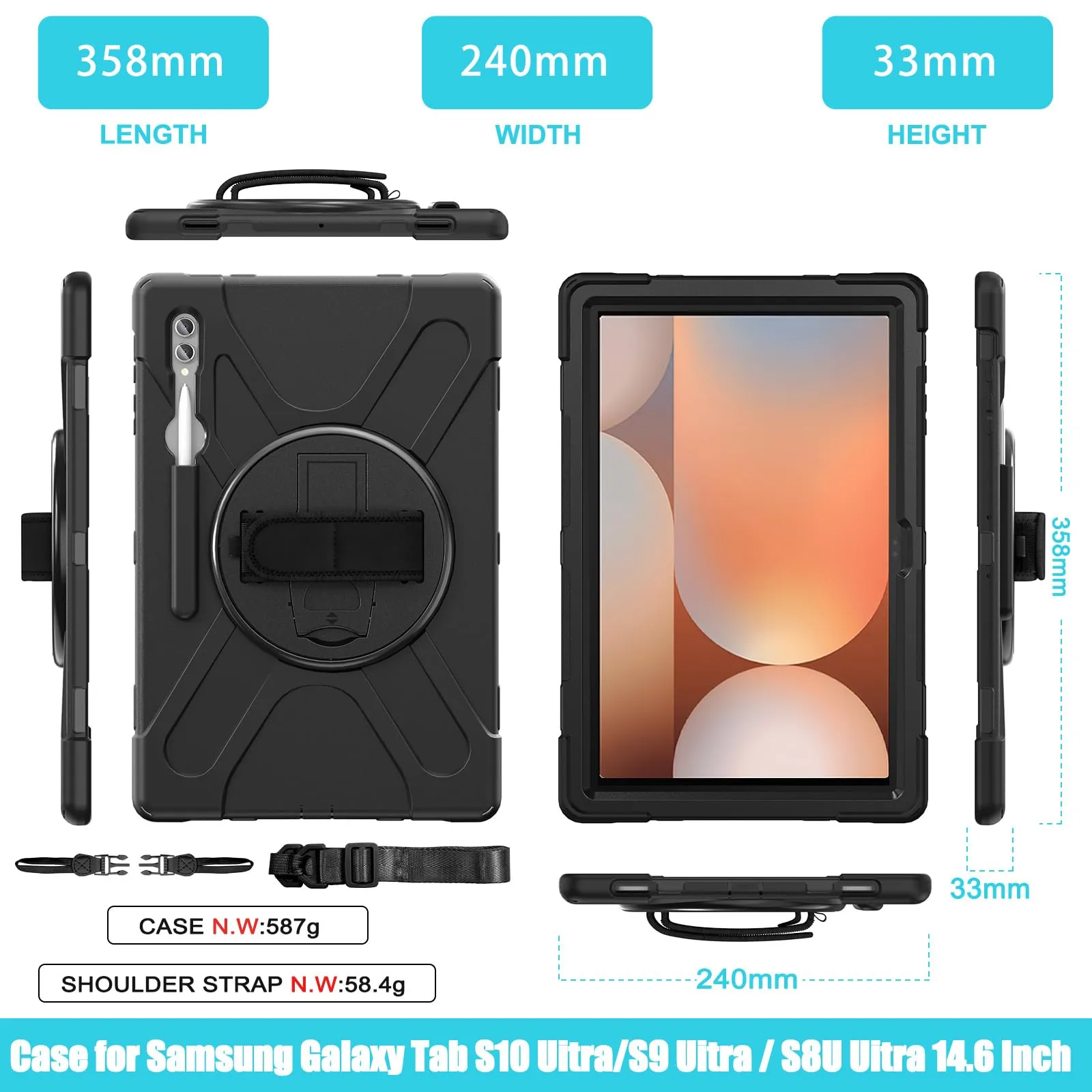 Gerutek Cover per Samsung Galaxy Tab S10 Ultra/S9 Ultra/S8 Ultra 14,6'' - immagine 7