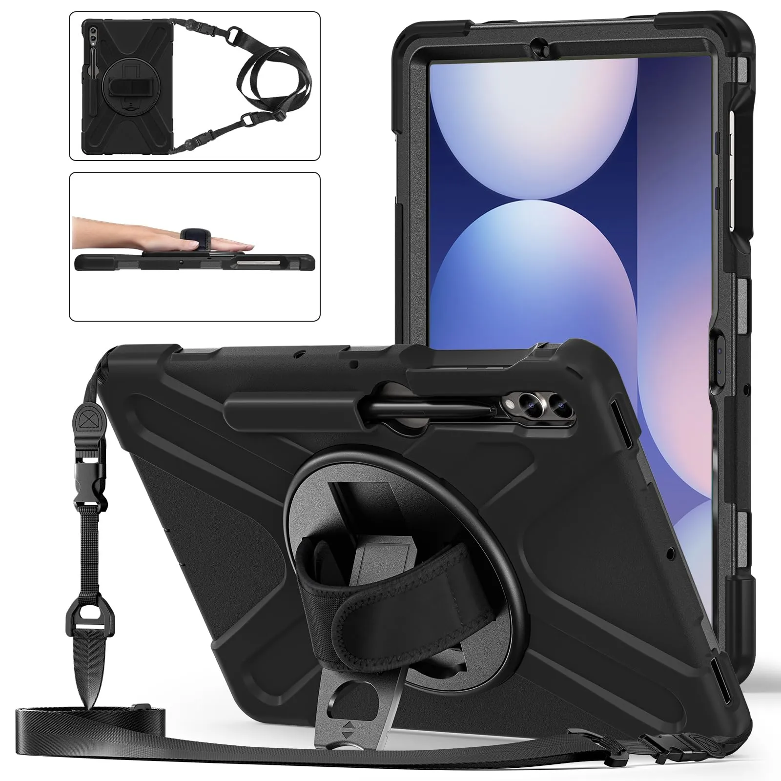 Gerutek Cover per Samsung Galaxy Tab S10 Plus/S9 FE Plus/S9 Plus 12.4",Nero - immagine 1