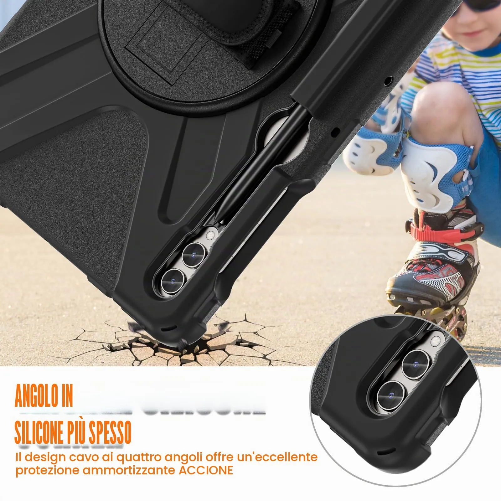 Gerutek Cover per Samsung Galaxy Tab S10 Plus/S9 FE Plus/S9 Plus 12.4",Nero - immagine 2