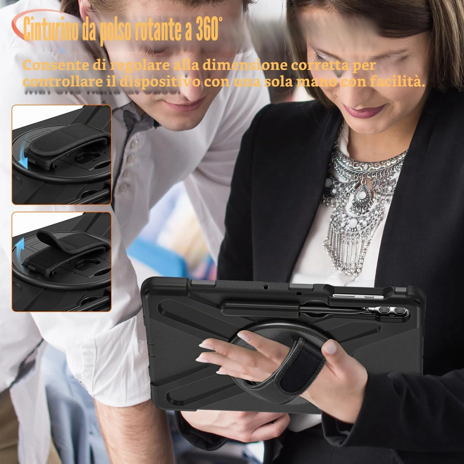 Gerutek Cover per Samsung Galaxy Tab S10 Plus/S9 FE Plus/S9 Plus 12.4",Nero - immagine 5