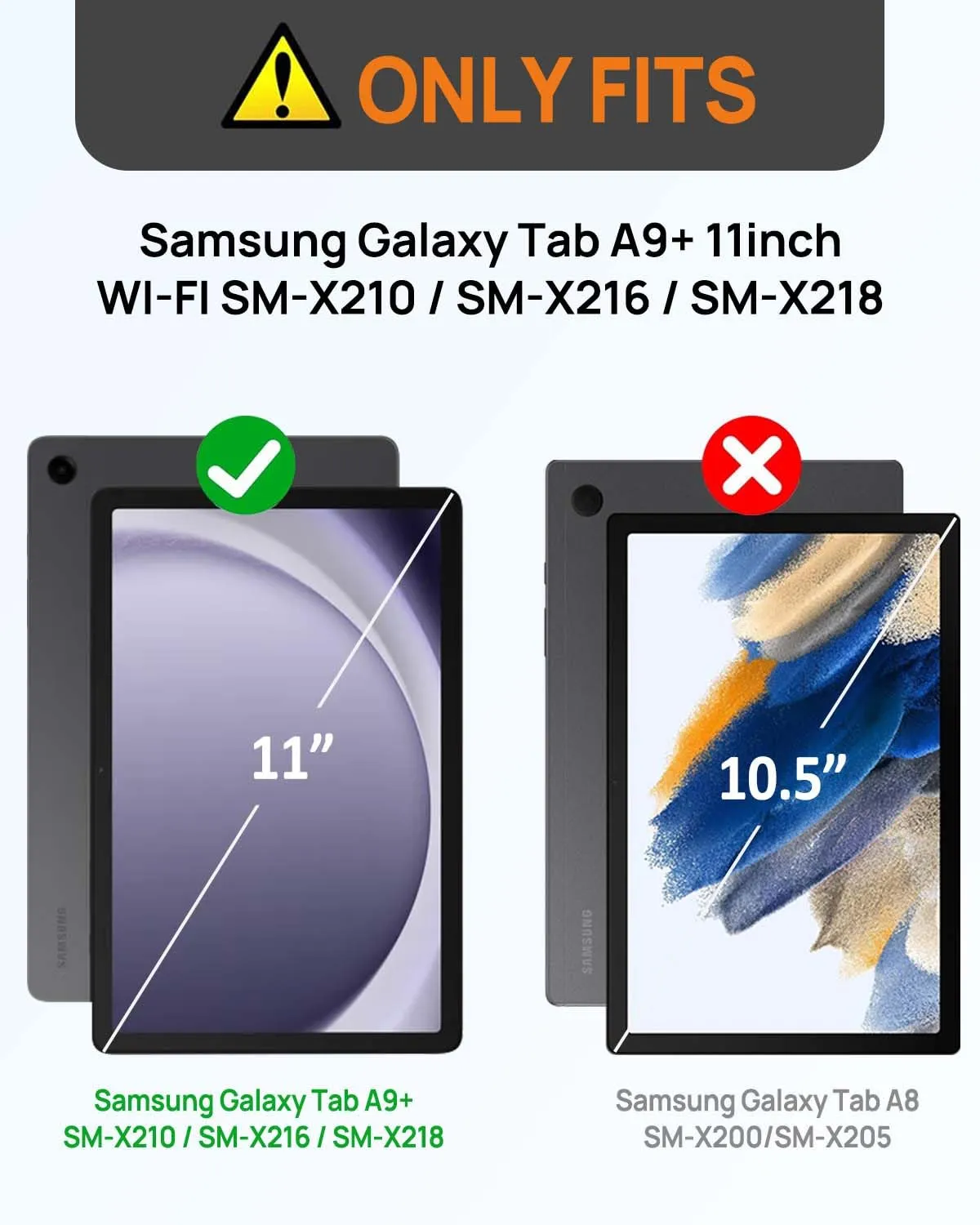 Gerutek Cover per Samsung Galaxy Tab A9+/A9 Plus 11 Pollici 2023, Nero - immagine 2
