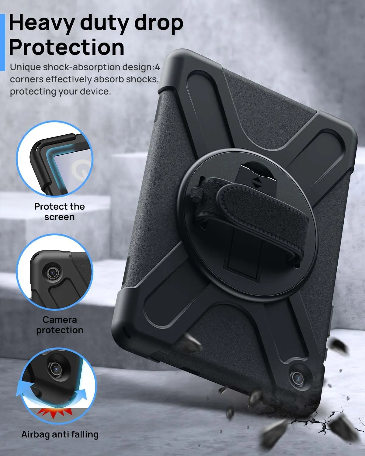 Gerutek Cover per Samsung Galaxy Tab A9+/A9 Plus 11 Pollici 2023, Nero - immagine 3