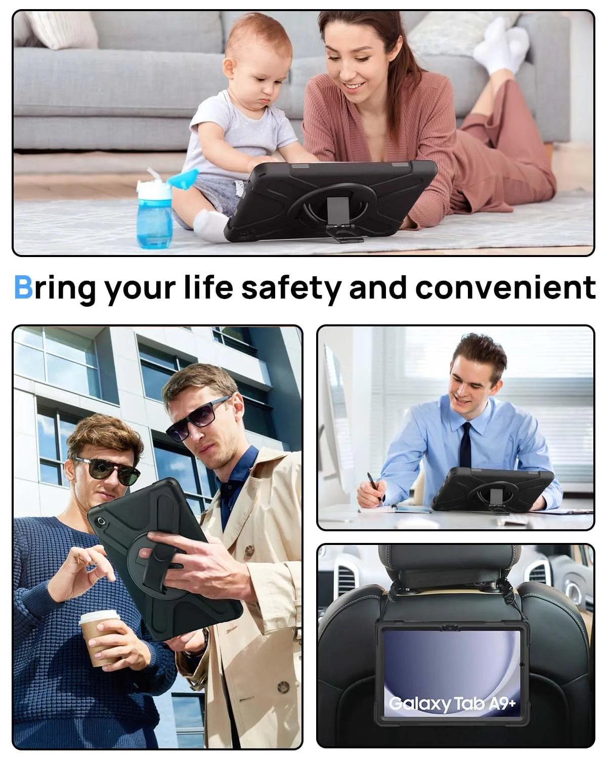 Gerutek Cover per Samsung Galaxy Tab A9+/A9 Plus 11 Pollici 2023, Nero - immagine 7