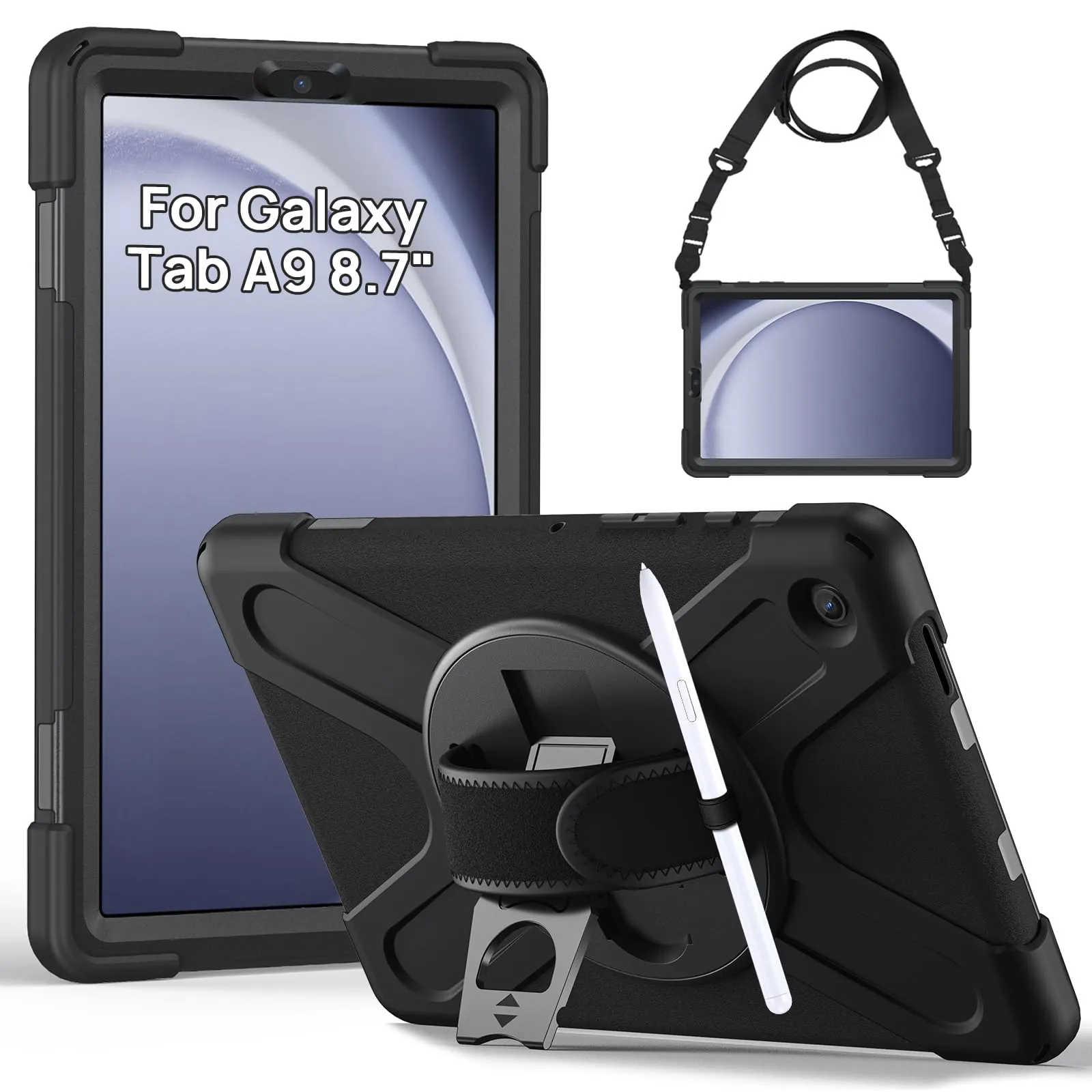 Gerutek Cover per Samsung Galaxy Tab A9 8,7 Pollici 2023, Nero - immagine 1