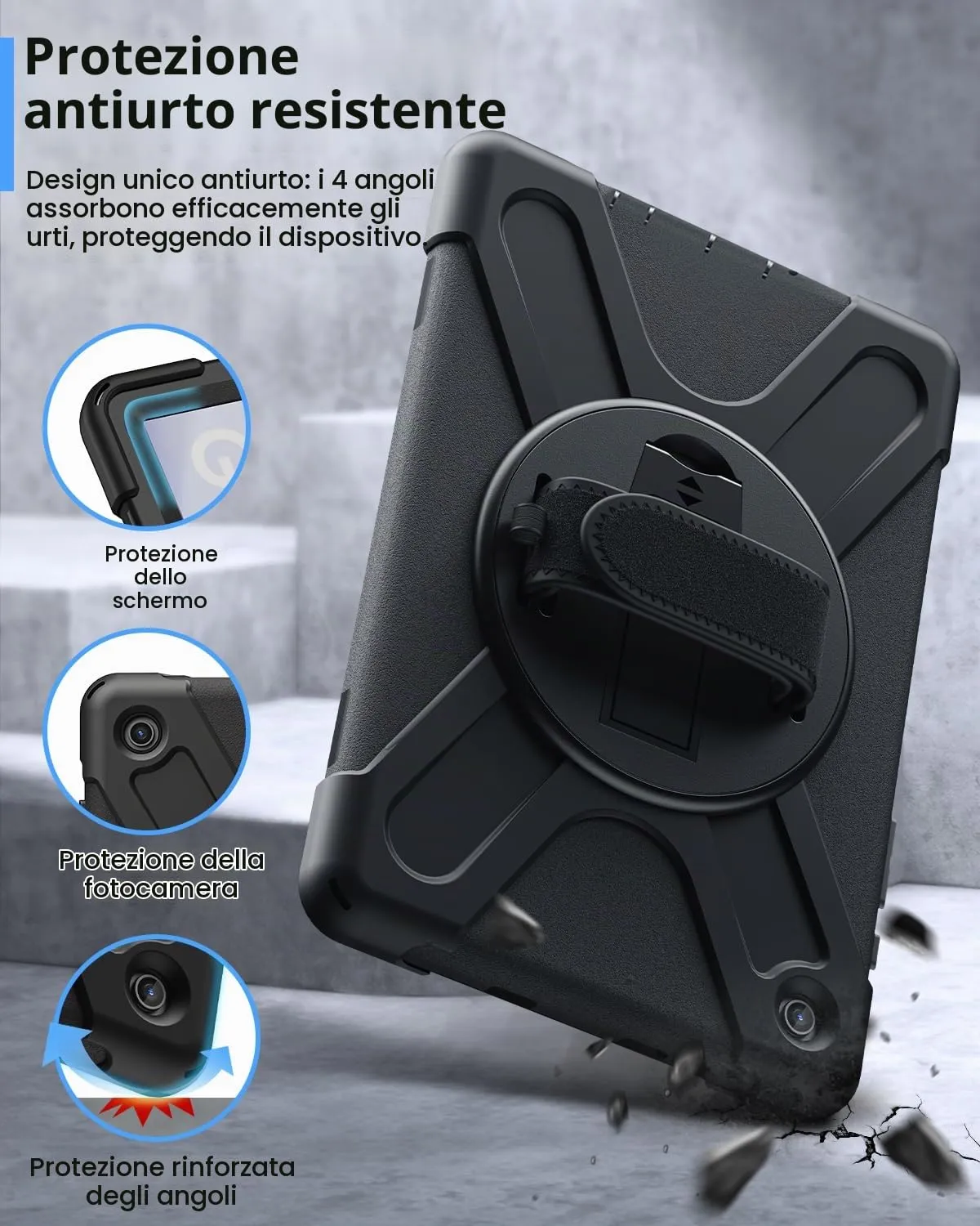 Gerutek Cover per Samsung Galaxy Tab A9 8,7 Pollici 2023, Nero - immagine 3