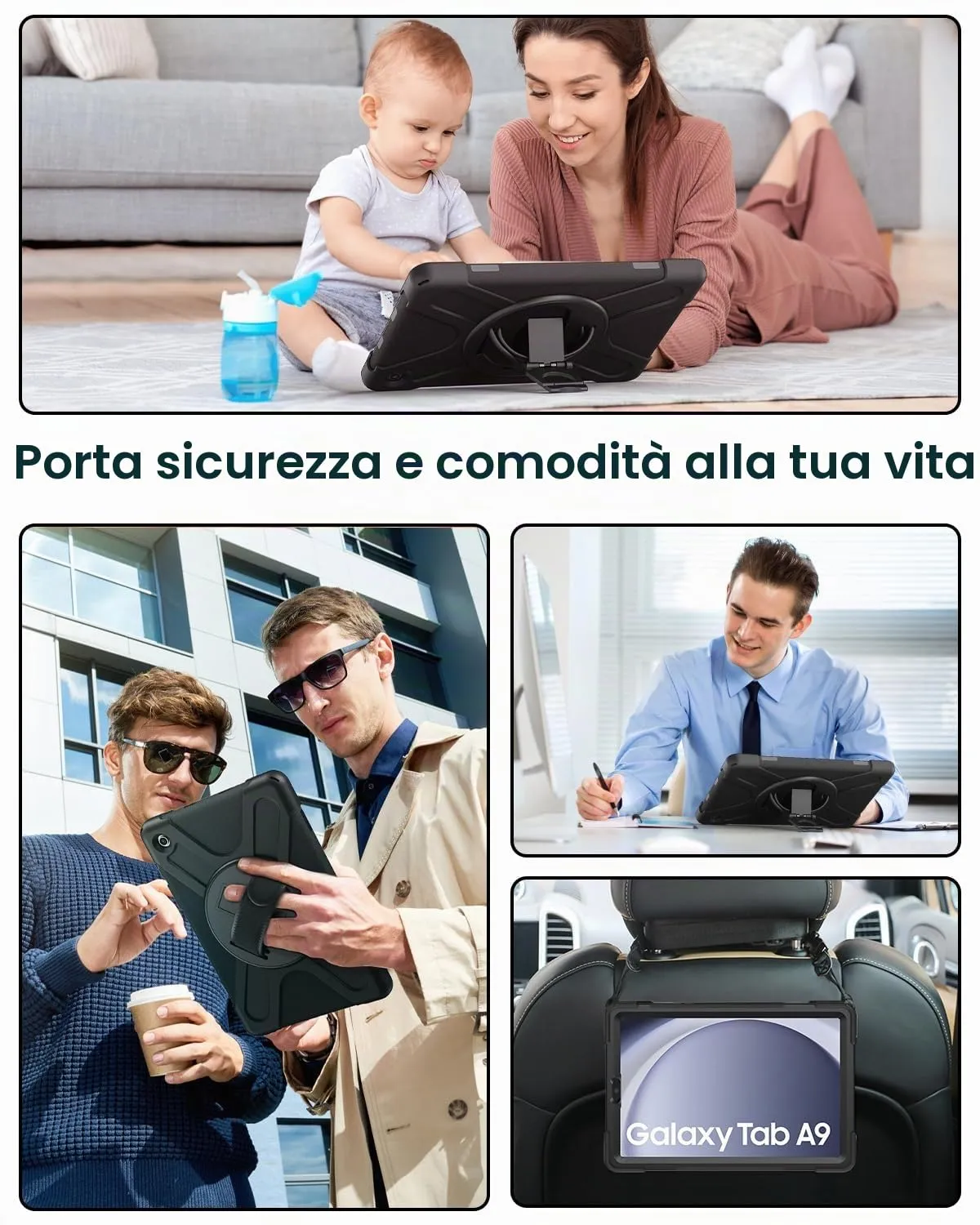 Gerutek Cover per Samsung Galaxy Tab A9 8,7 Pollici 2023, Nero - immagine 7