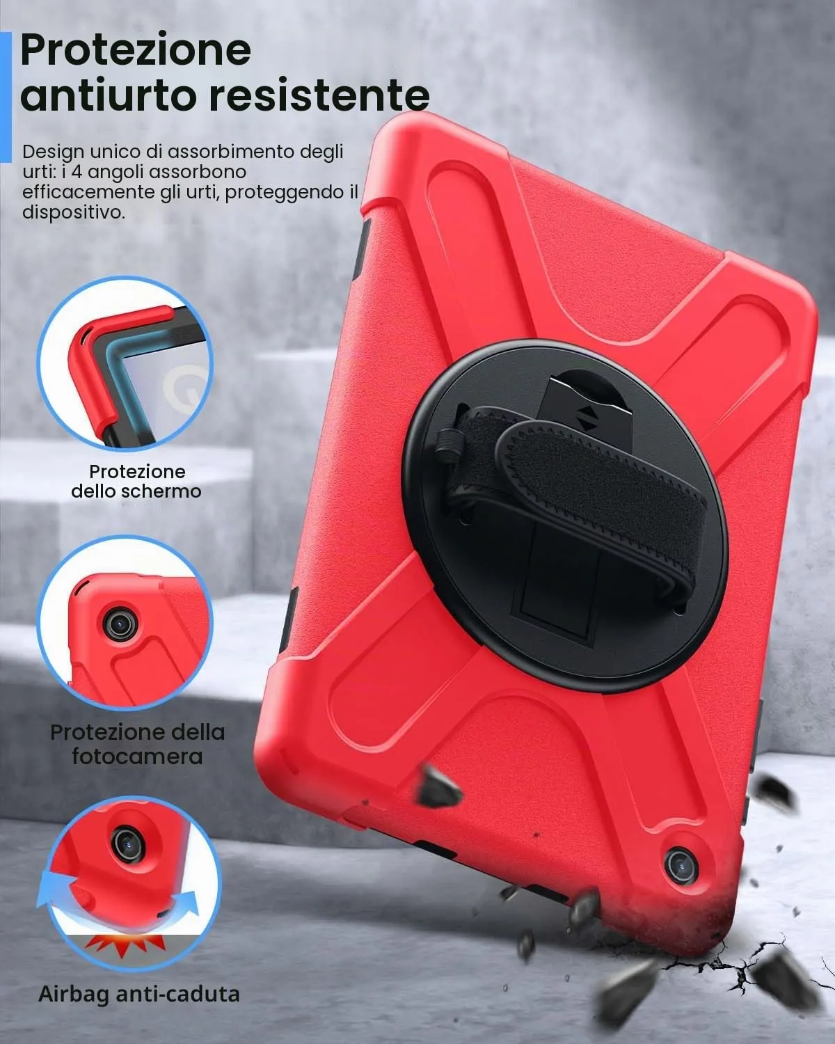 Gerutek Cover per Samsung Galaxy Tab A9+/A9 Plus 11 Pollici 2023, Rosso - immagine 3