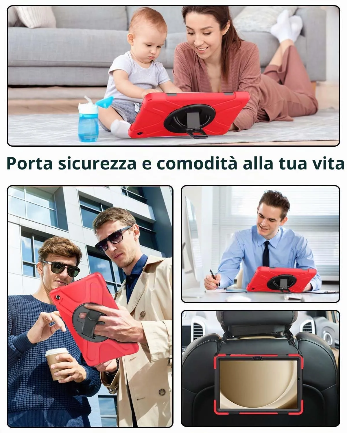 Gerutek Cover per Samsung Galaxy Tab A9+/A9 Plus 11 Pollici 2023, Rosso - immagine 6