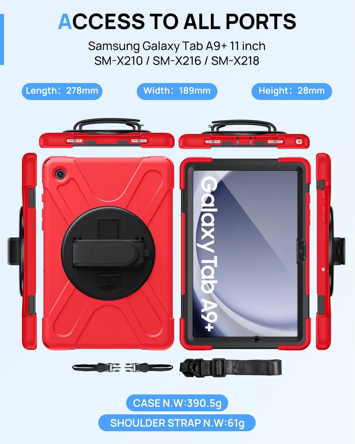 Gerutek Cover per Samsung Galaxy Tab A9+/A9 Plus 11 Pollici 2023, Rosso - immagine 7