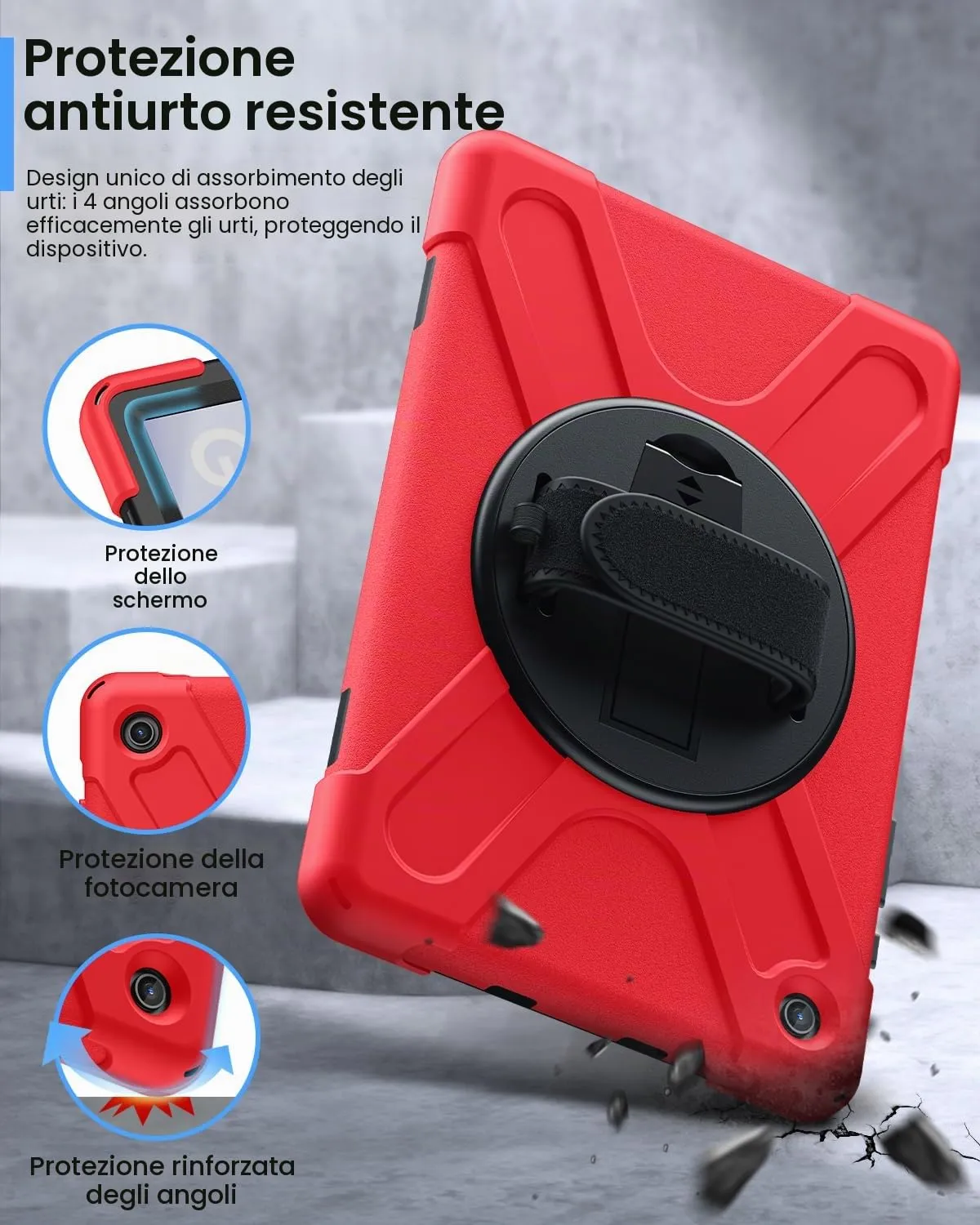 Gerutek Cover per Samsung Galaxy Tab A9 8,7 Pollici 2023, Rosso - immagine 3