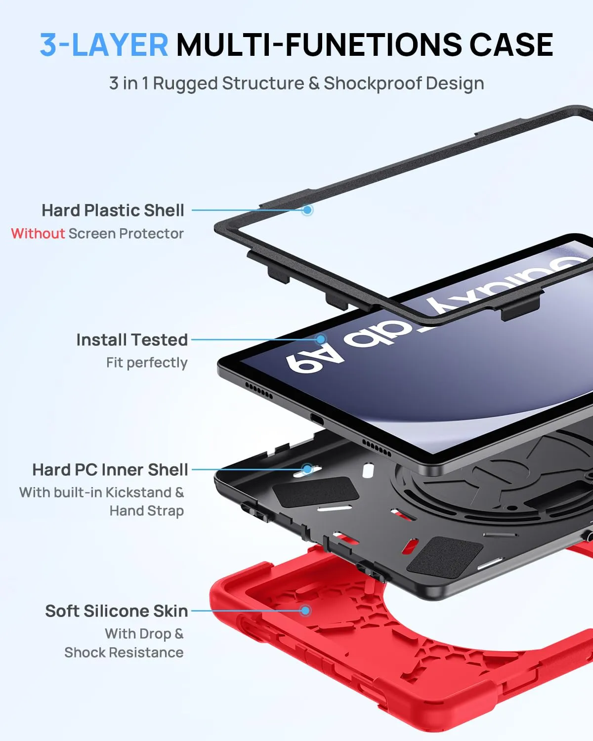 Gerutek Cover per Samsung Galaxy Tab A9 8,7 Pollici 2023, Rosso - immagine 4