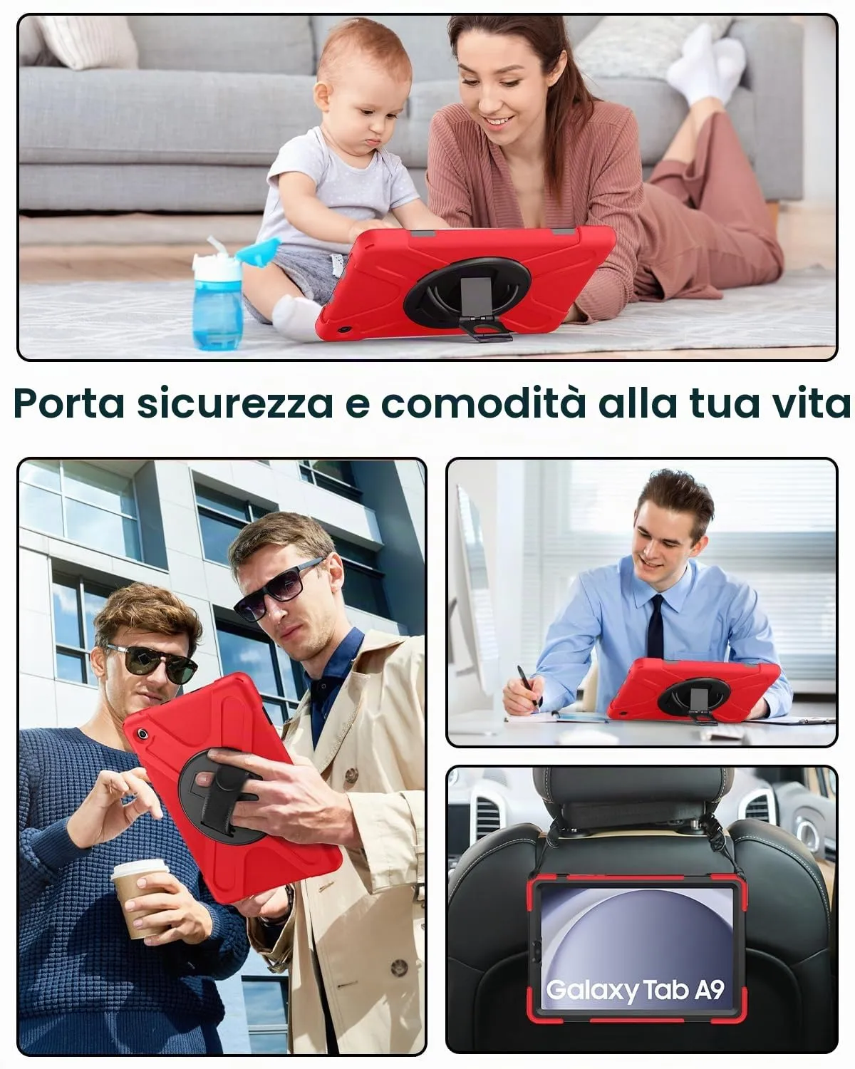 Gerutek Cover per Samsung Galaxy Tab A9 8,7 Pollici 2023, Rosso - immagine 6