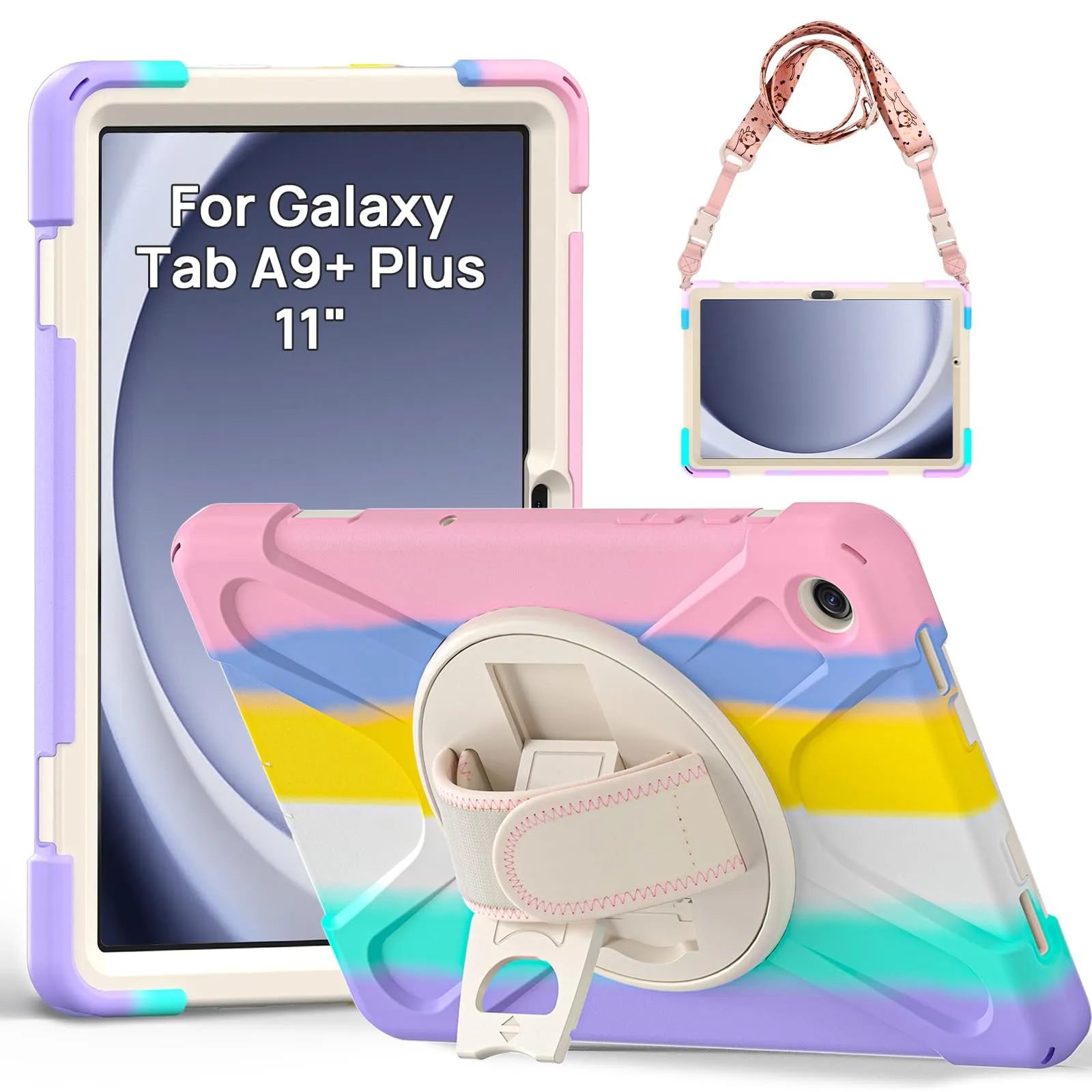 Gerutek Cover per Samsung Galaxy Tab A9+/A9 Plus 11 Pollici 2023,Arcobaleno - immagine 1