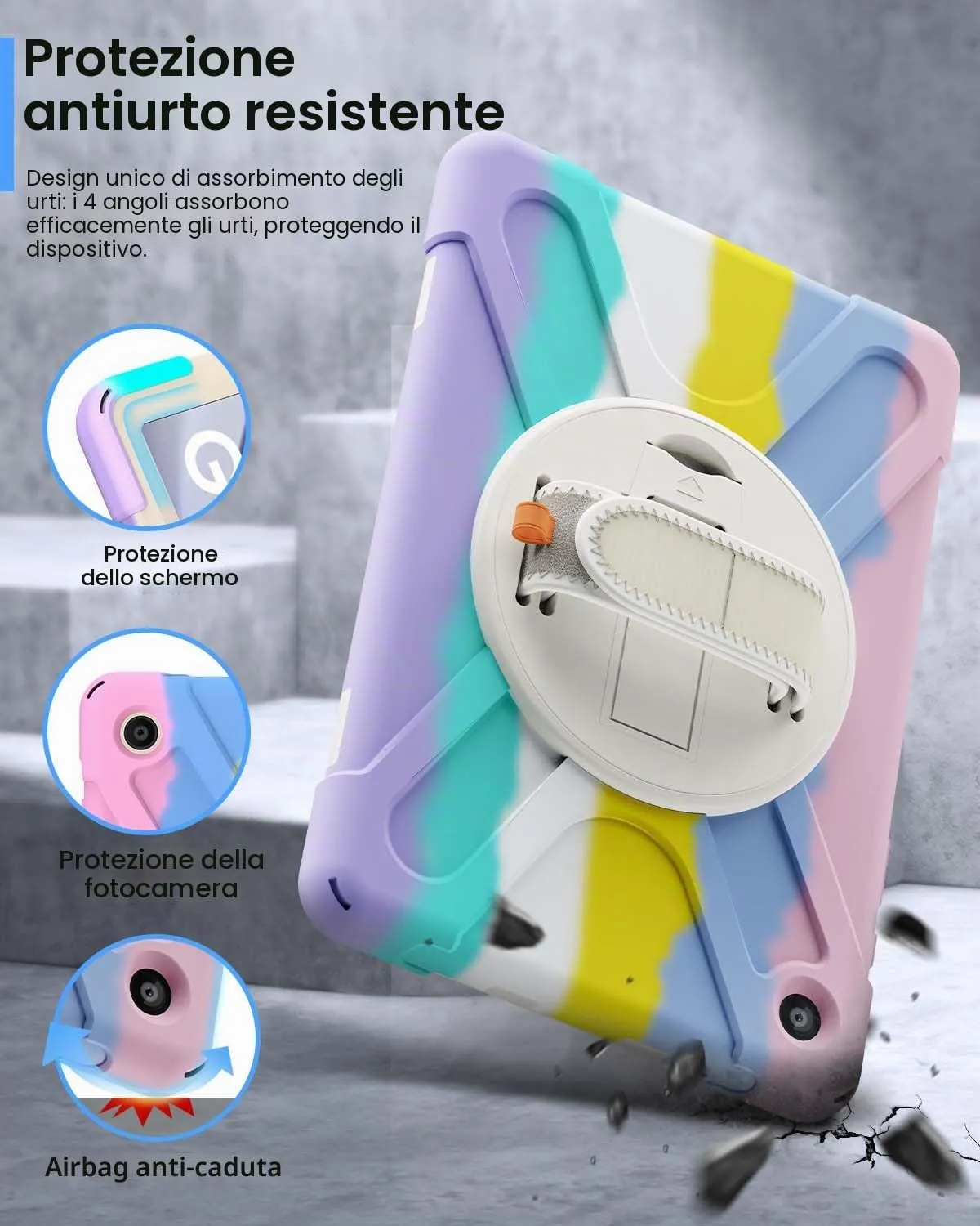 Gerutek Cover per Samsung Galaxy Tab A9+/A9 Plus 11 Pollici 2023,Arcobaleno - immagine 3