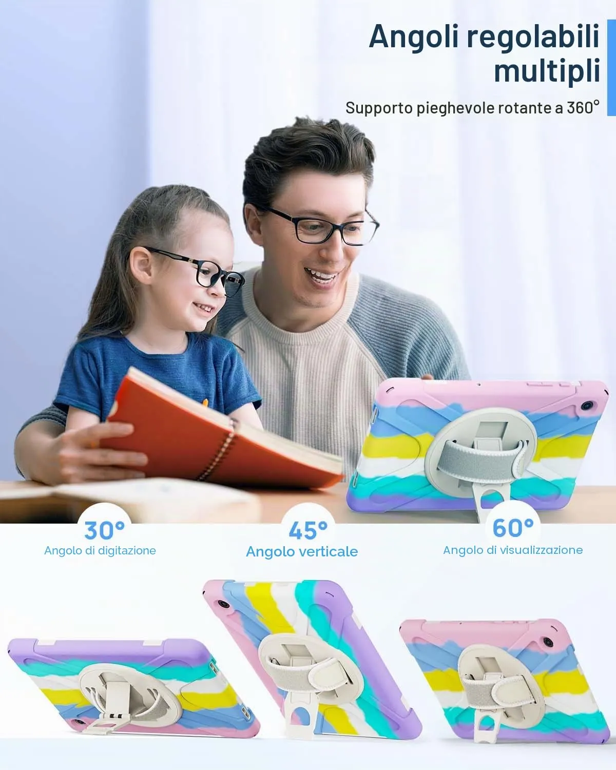 Gerutek Cover per Samsung Galaxy Tab A9+/A9 Plus 11 Pollici 2023,Arcobaleno - immagine 5