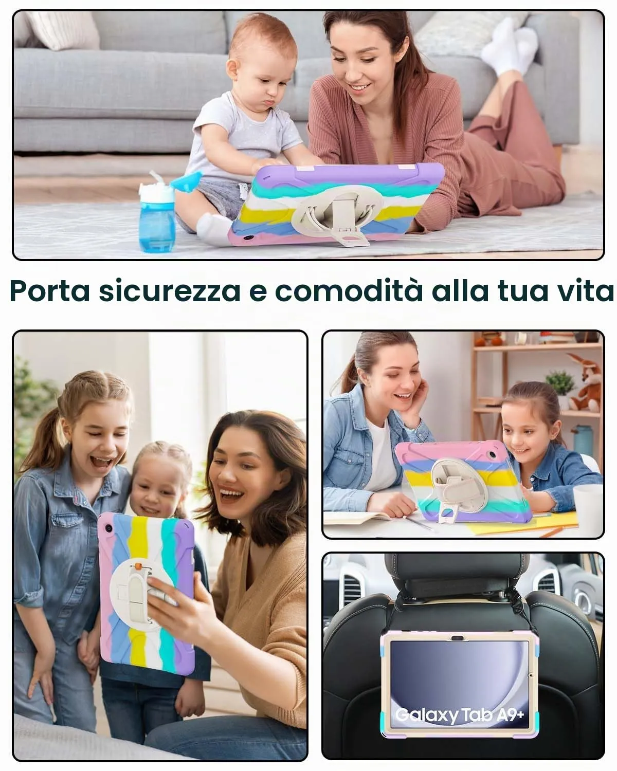 Gerutek Cover per Samsung Galaxy Tab A9+/A9 Plus 11 Pollici 2023,Arcobaleno - immagine 6