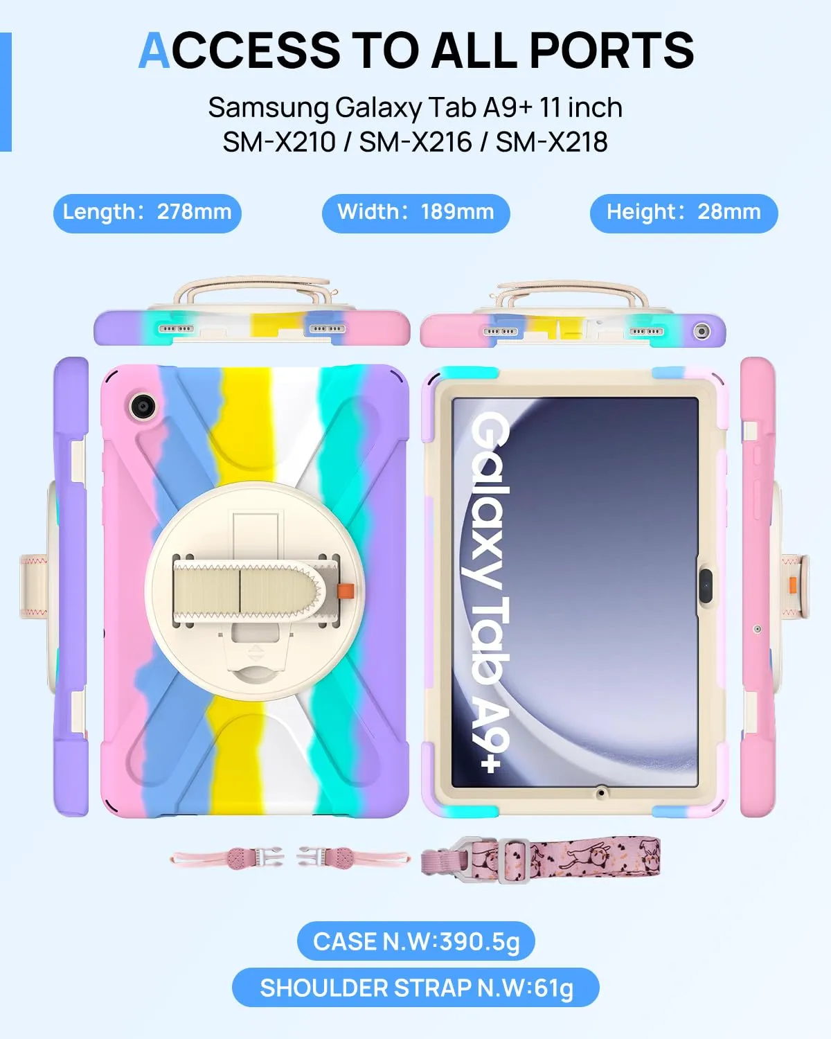 Gerutek Cover per Samsung Galaxy Tab A9+/A9 Plus 11 Pollici 2023,Arcobaleno - immagine 7