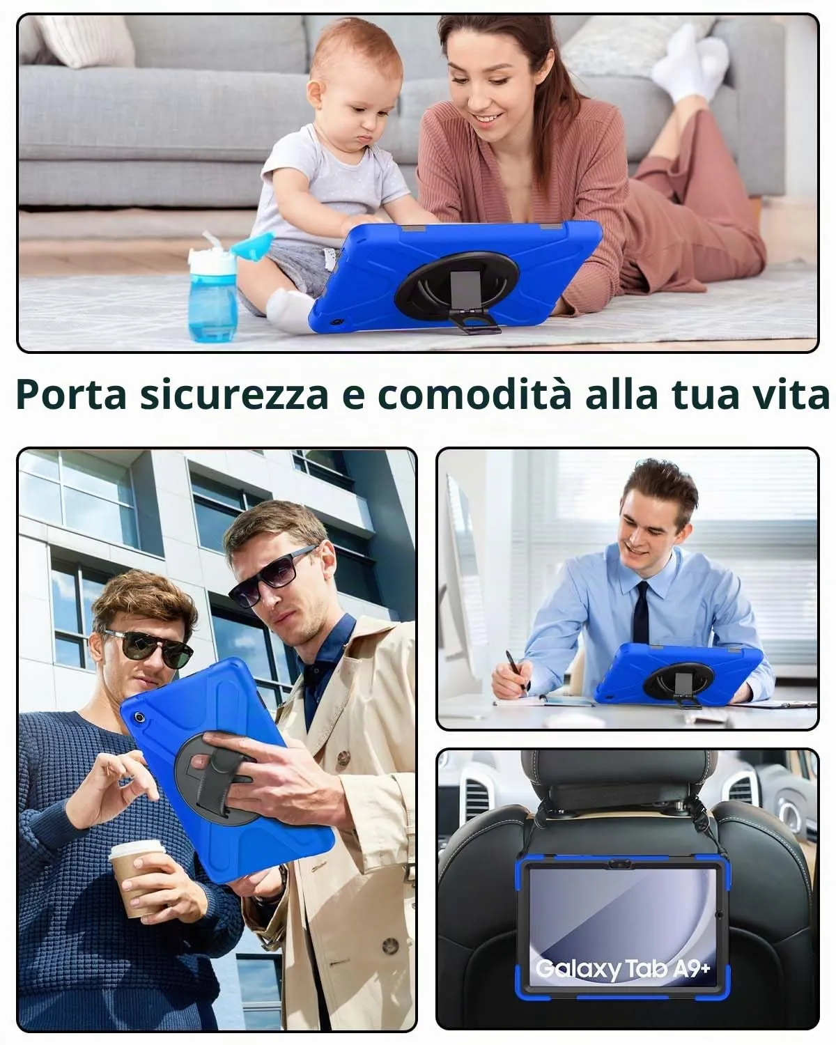 Gerutek Cover per Samsung Galaxy Tab A9+/A9 Plus 11 Pollici 2023, Blu - immagine 6