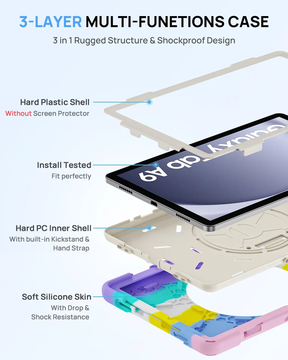 Gerutek Cover per Samsung Galaxy Tab A9 8,7 Pollici 2023, Arcobaleno - immagine 4