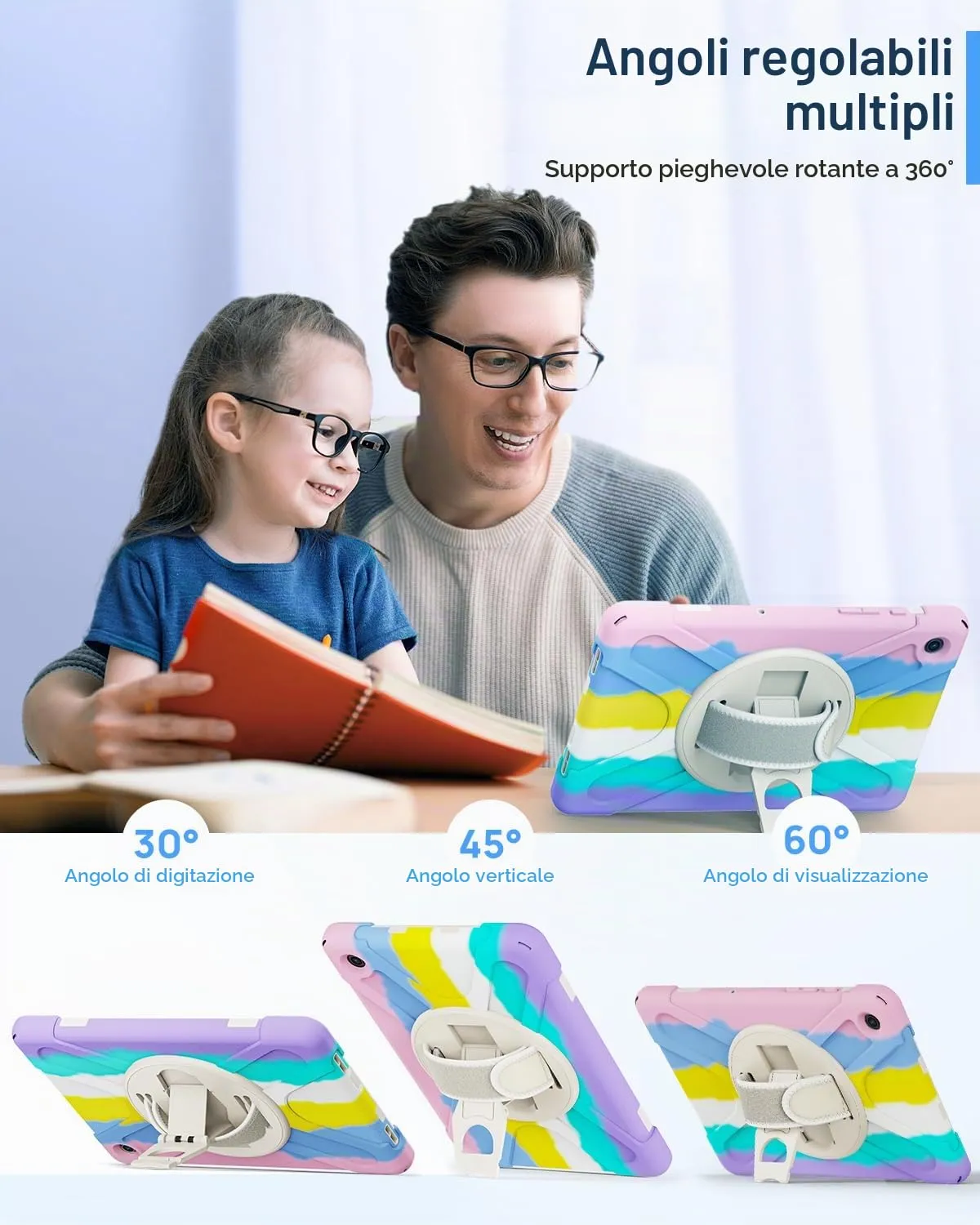 Gerutek Cover per Samsung Galaxy Tab A9 8,7 Pollici 2023, Arcobaleno - immagine 5