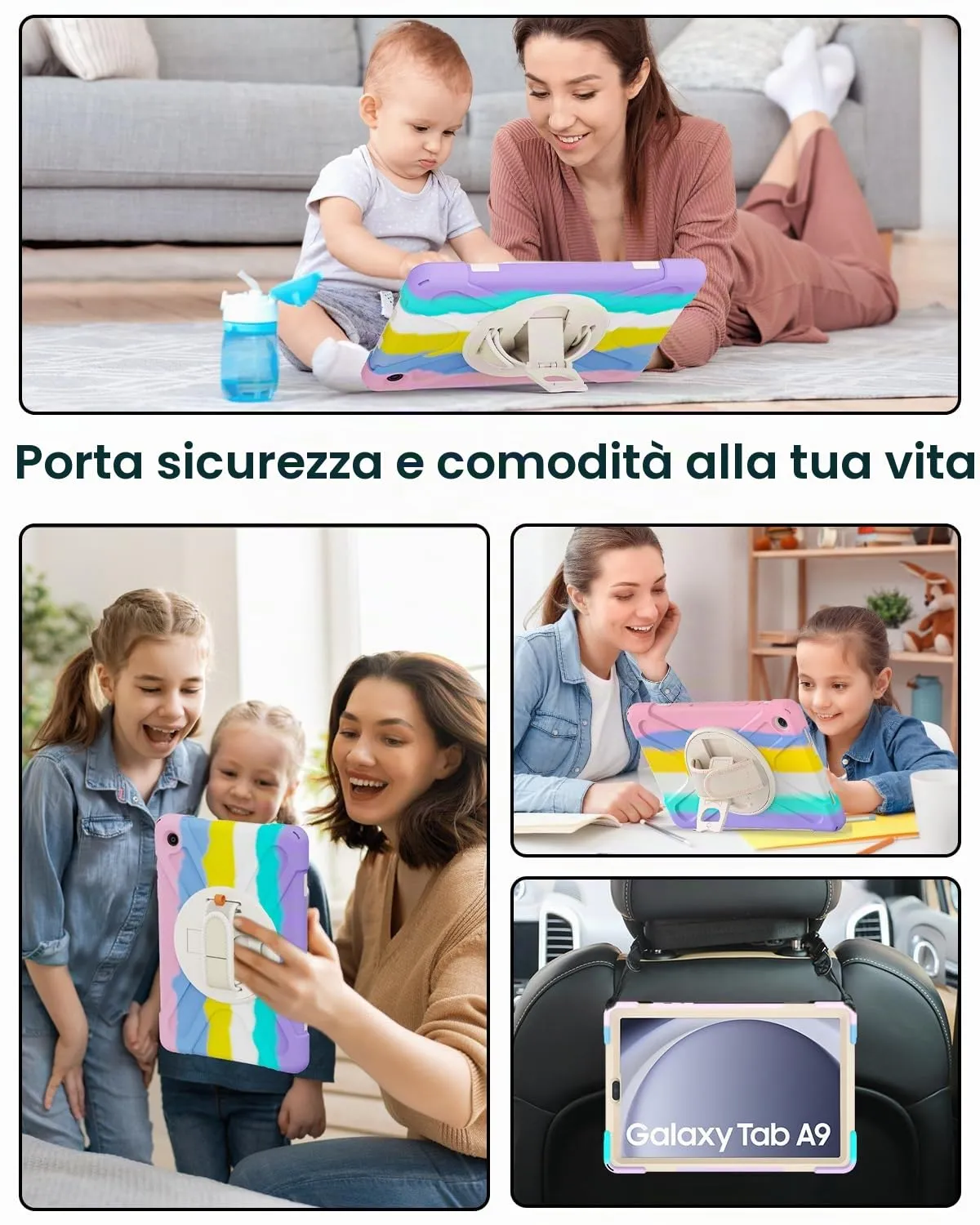 Gerutek Cover per Samsung Galaxy Tab A9 8,7 Pollici 2023, Arcobaleno - immagine 6