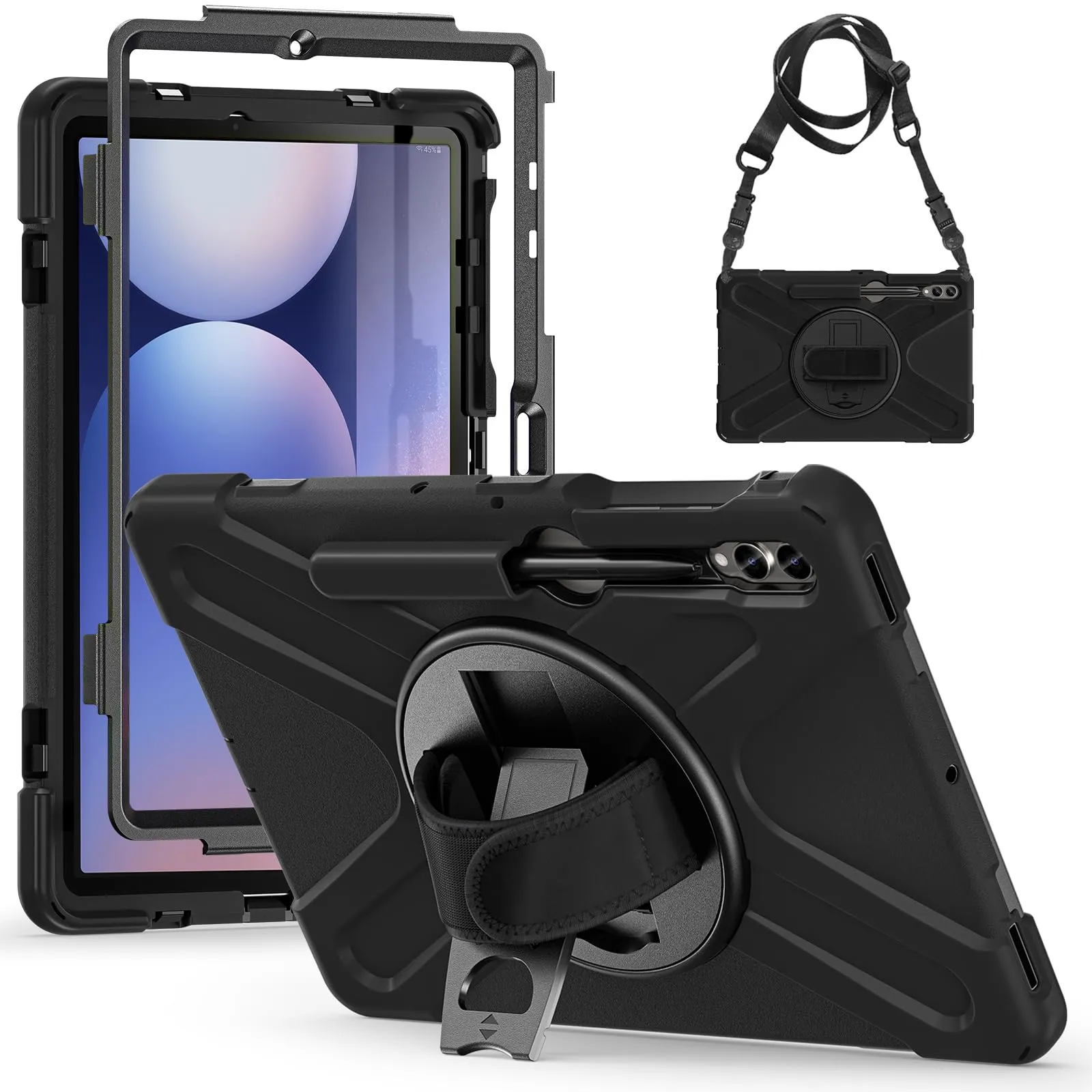 Gerutek Cover per Samsung Galaxy Tab S10 Plus/S9 FE Plus/S9 Plus 12.4",Nero - immagine 1