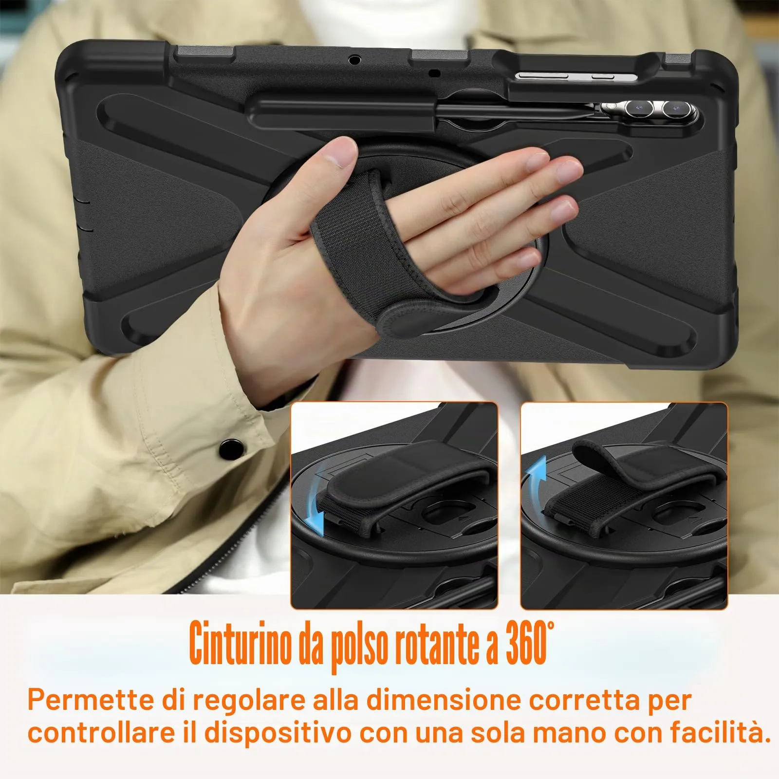 Gerutek Cover per Samsung Galaxy Tab S10 Plus/S9 FE Plus/S9 Plus 12.4",Nero - immagine 5