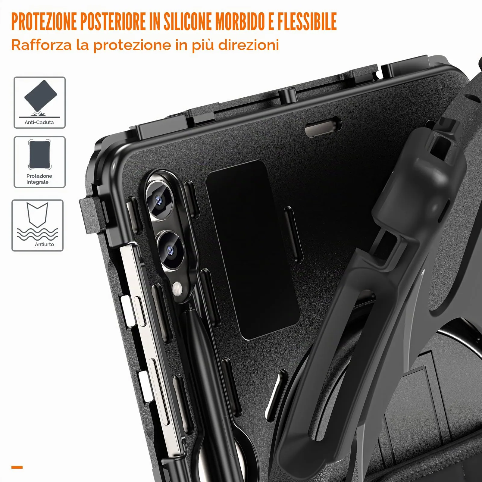 Gerutek Cover per Samsung Galaxy Tab S10 Plus/S9 FE Plus/S9 Plus 12.4",Nero - immagine 8