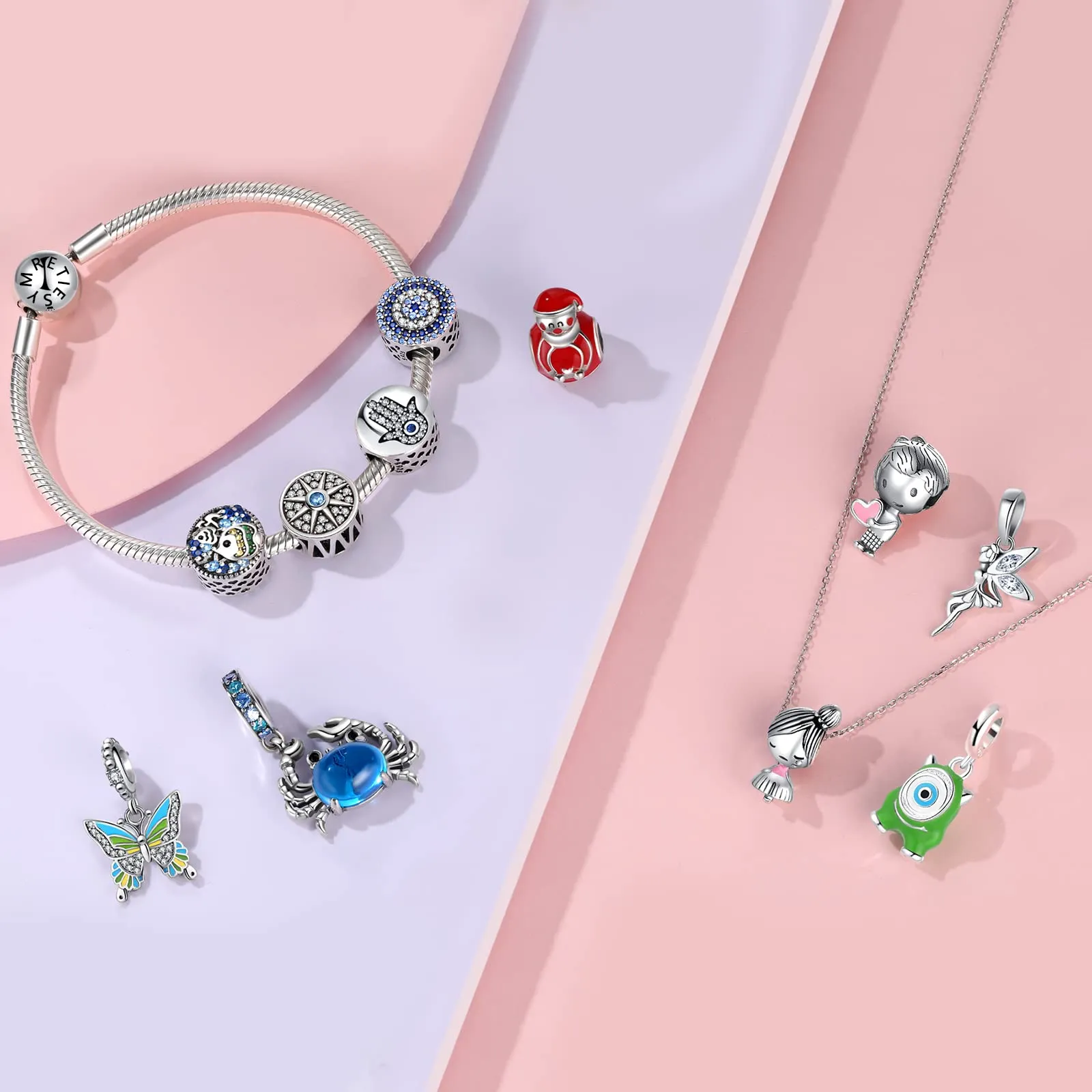 Symretie Bead Charm Ciondolo Argento Sterling 925 con Cubic Zirconia Pendenti per Pandora Braccialetti, Compatibile con Braccialetti e Collane europei - immagine 7